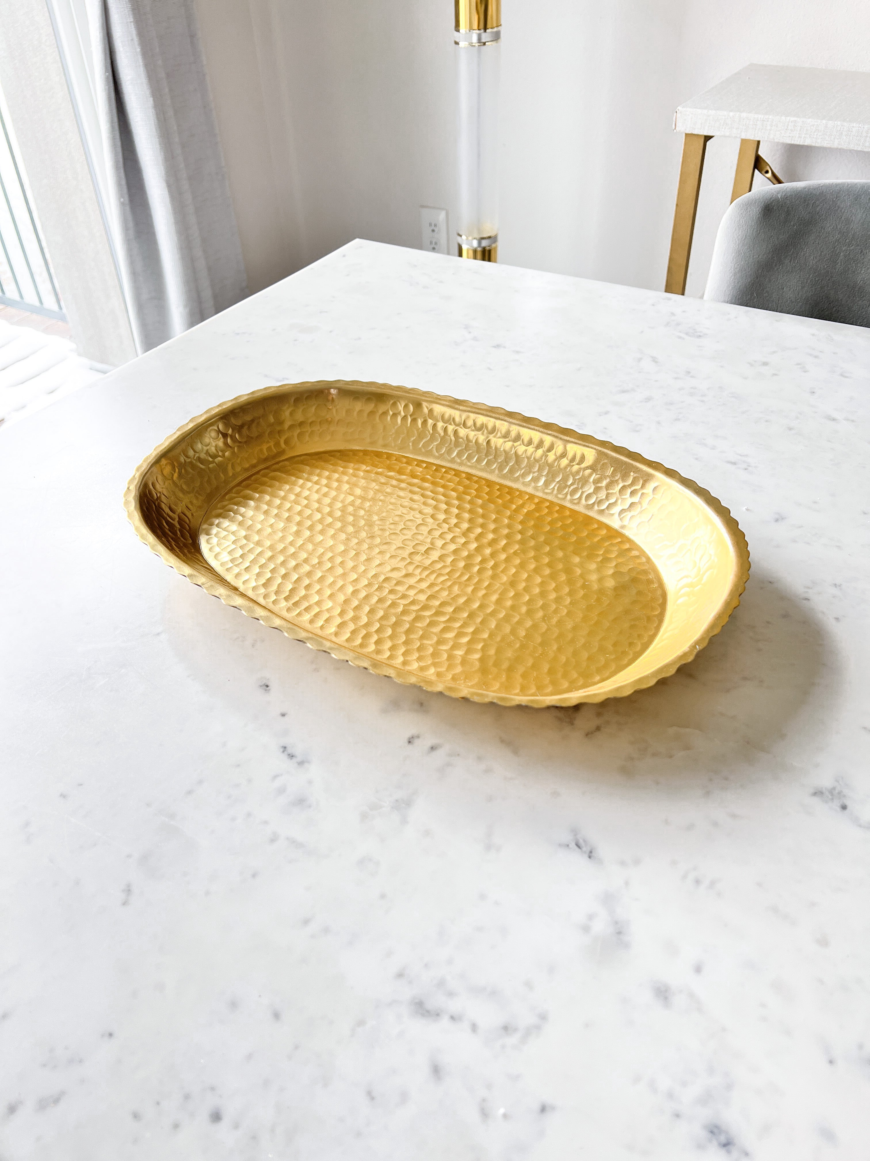 Gold Hammered Oval Tray