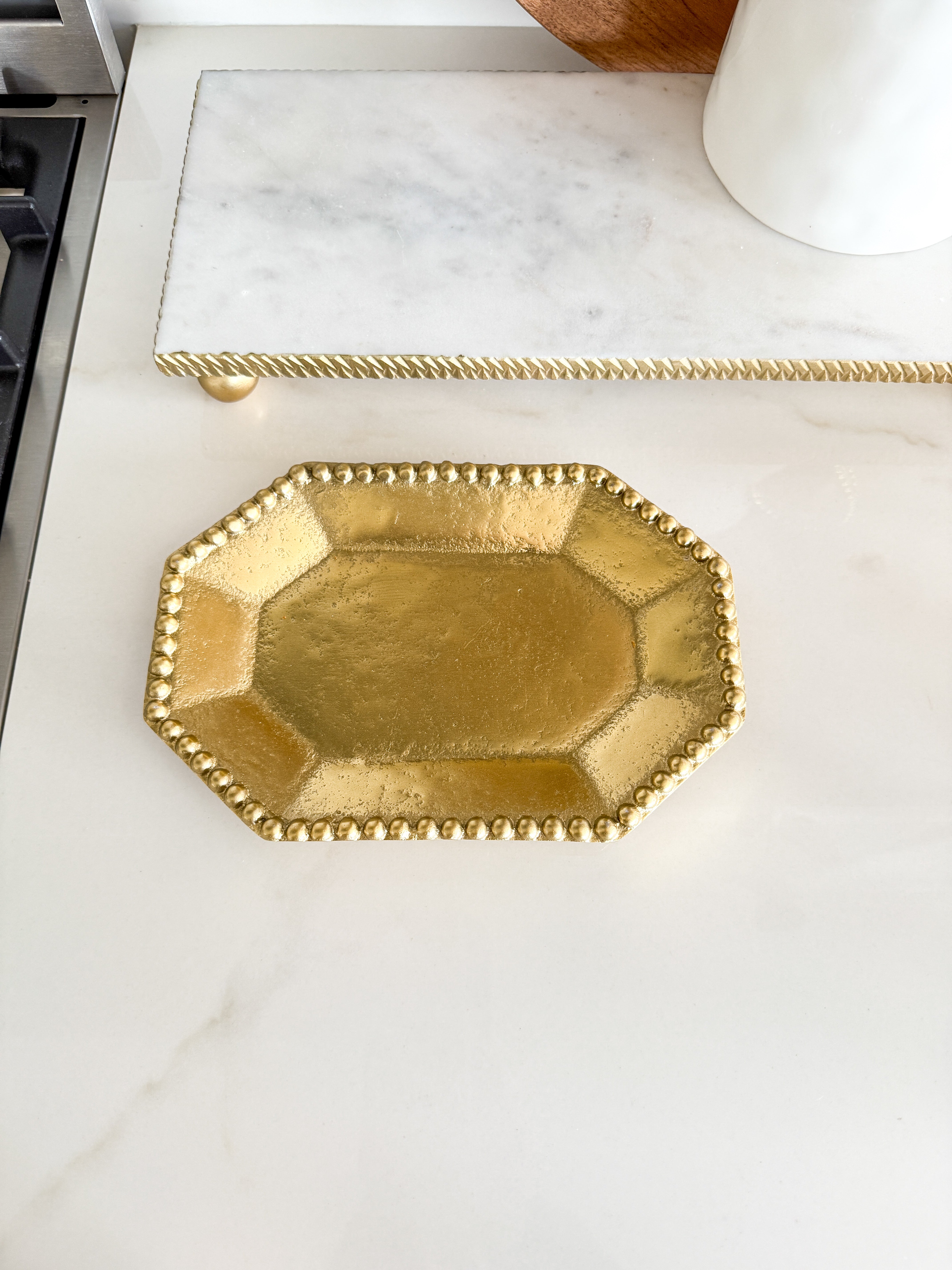 Gold Beaded Soap Dispenser Tray