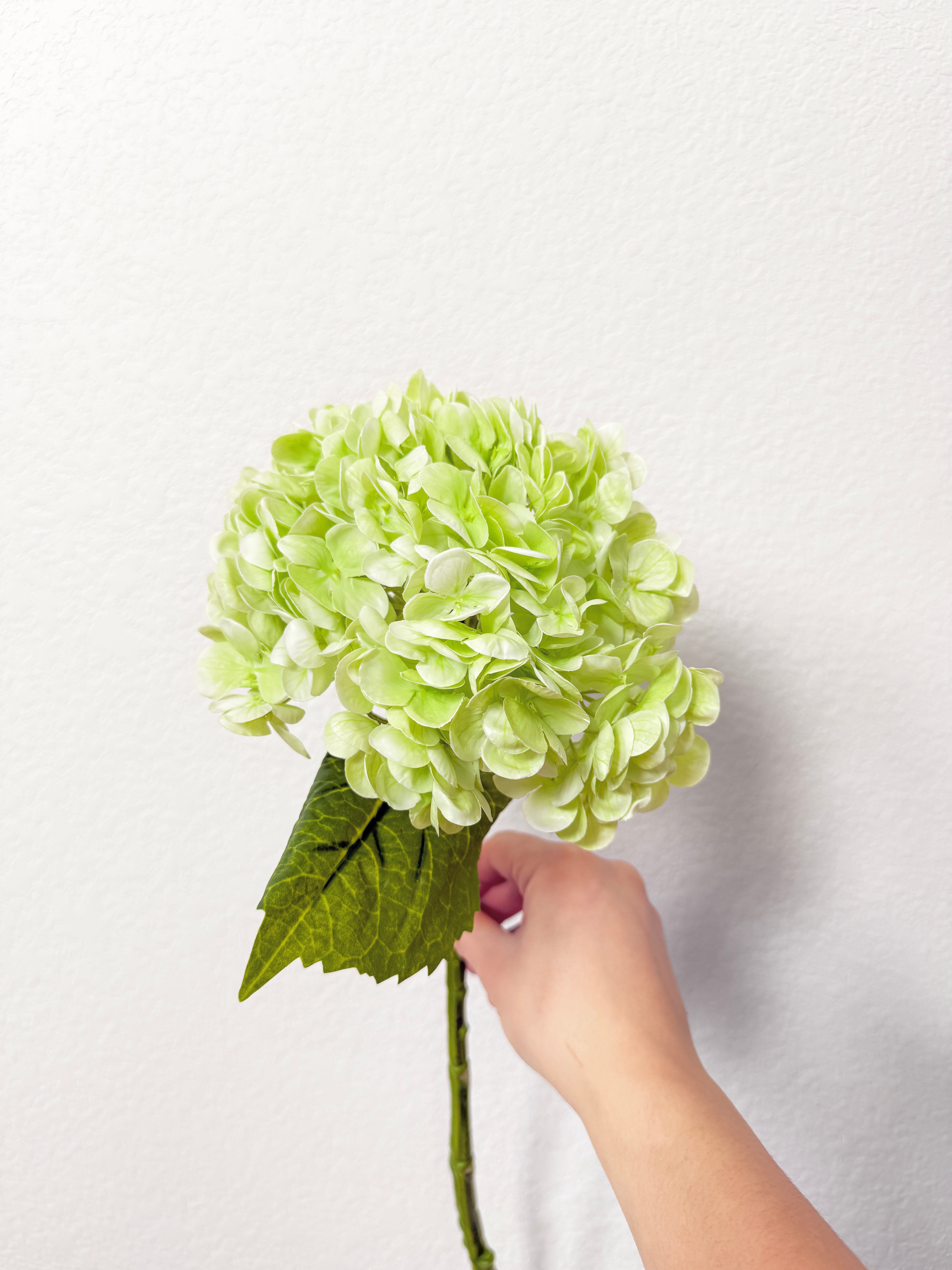 Green Real Touch Faux Hydrangea Stem Light Green by HTS Decor
