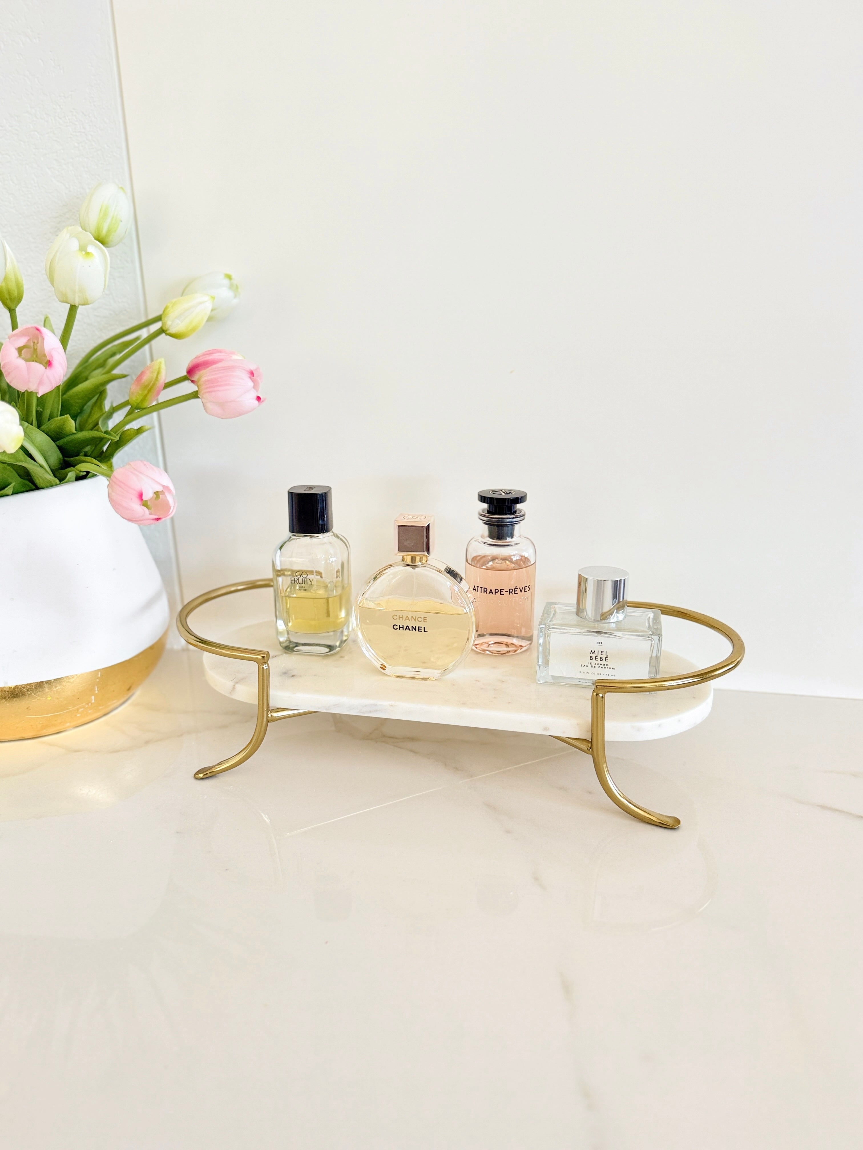 Marble Footed Tray with Gold Stand