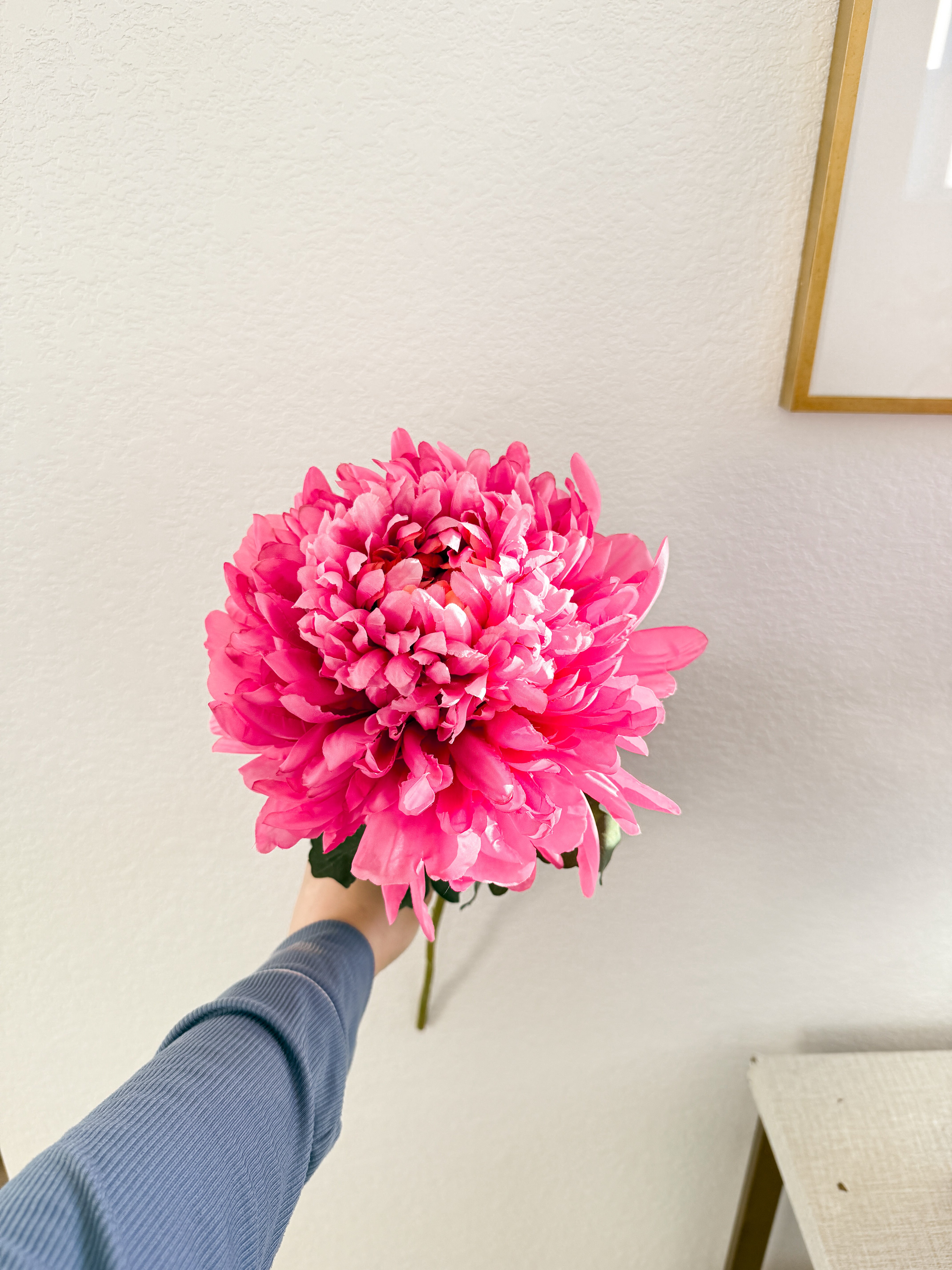 Faux Fuchsia Pink Mums Flower Stem