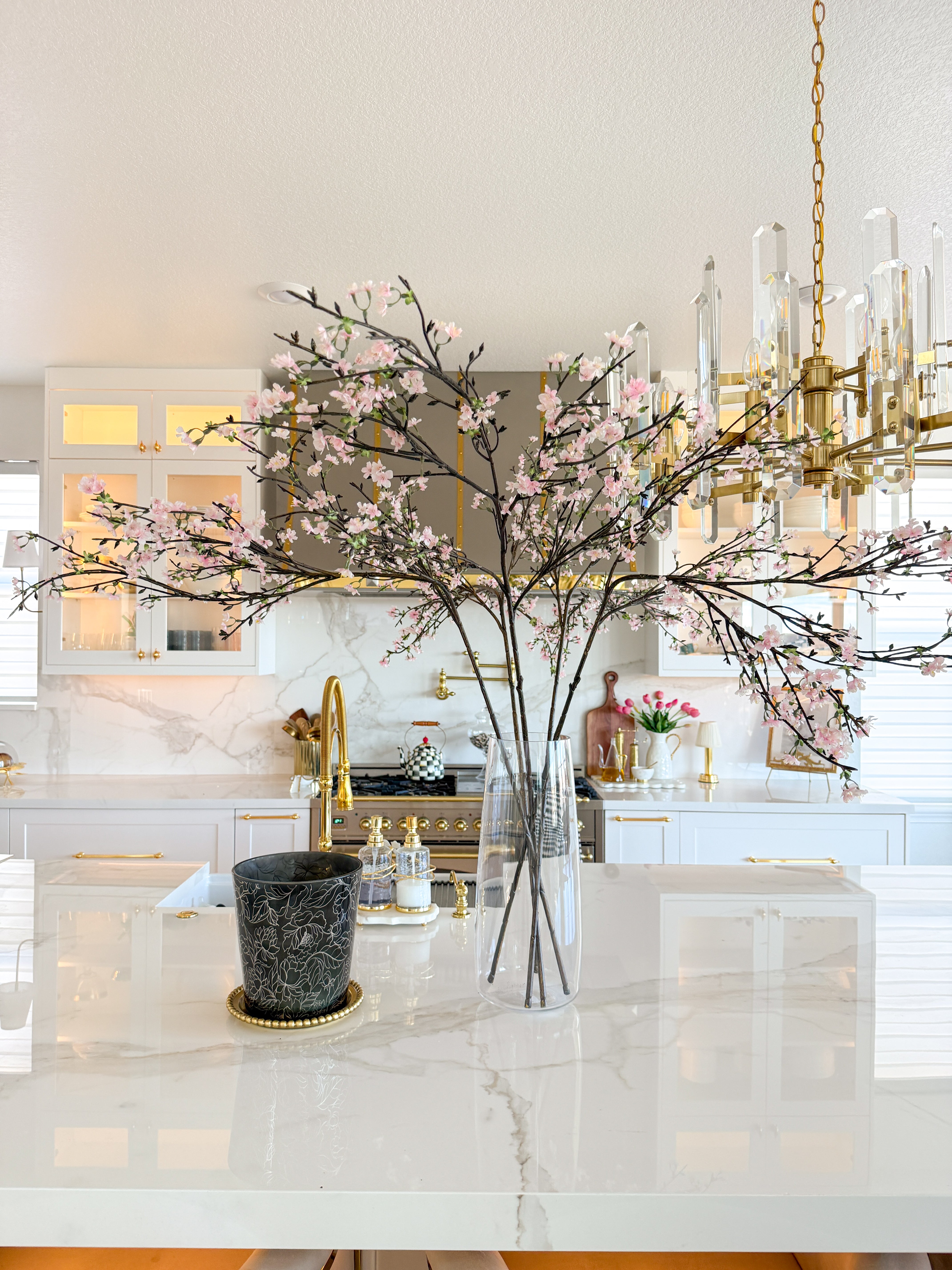 Faux Pink Cherry Blossom Tree Branch