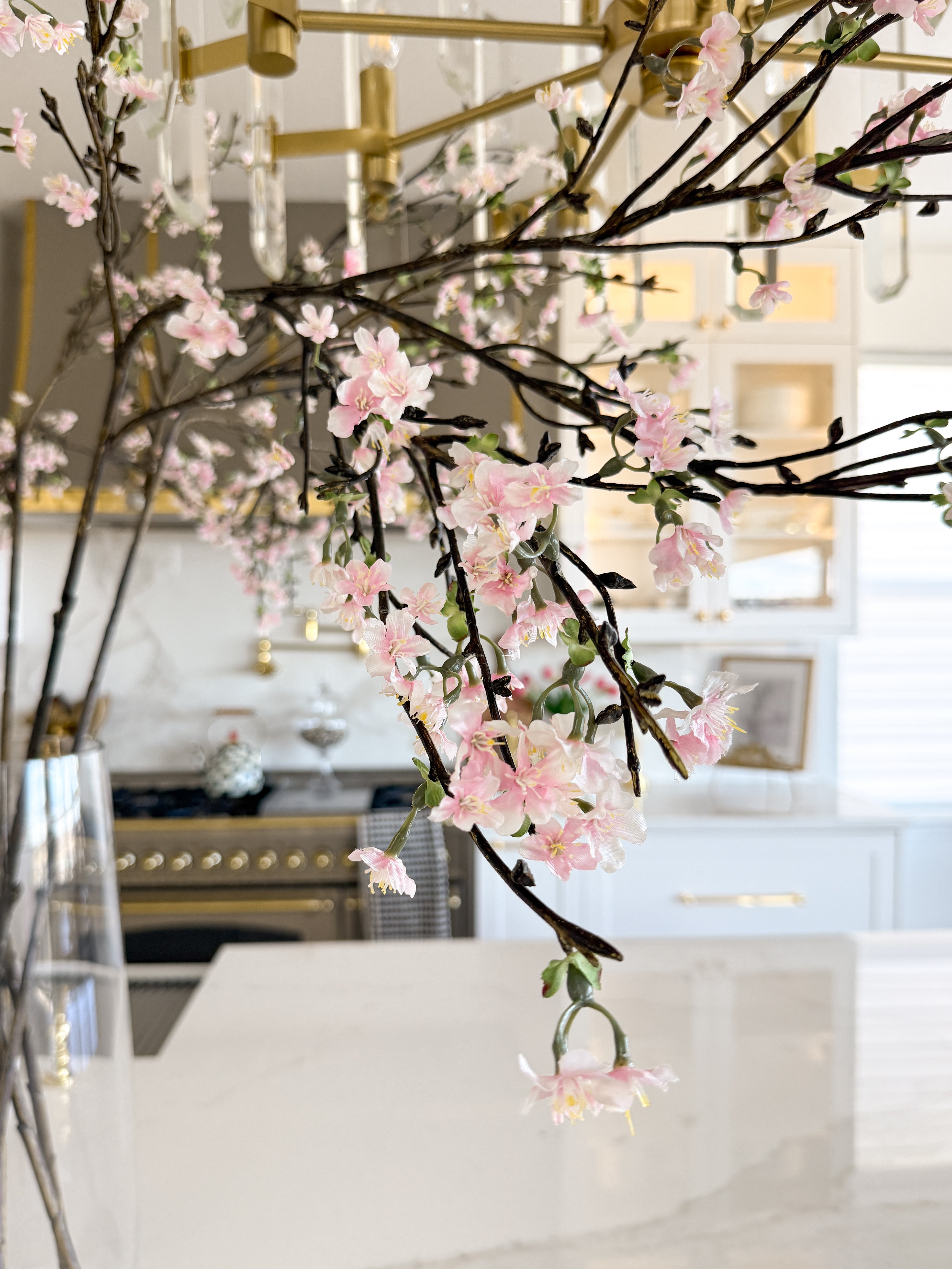 Faux Pink Cherry Blossom Tree Branch