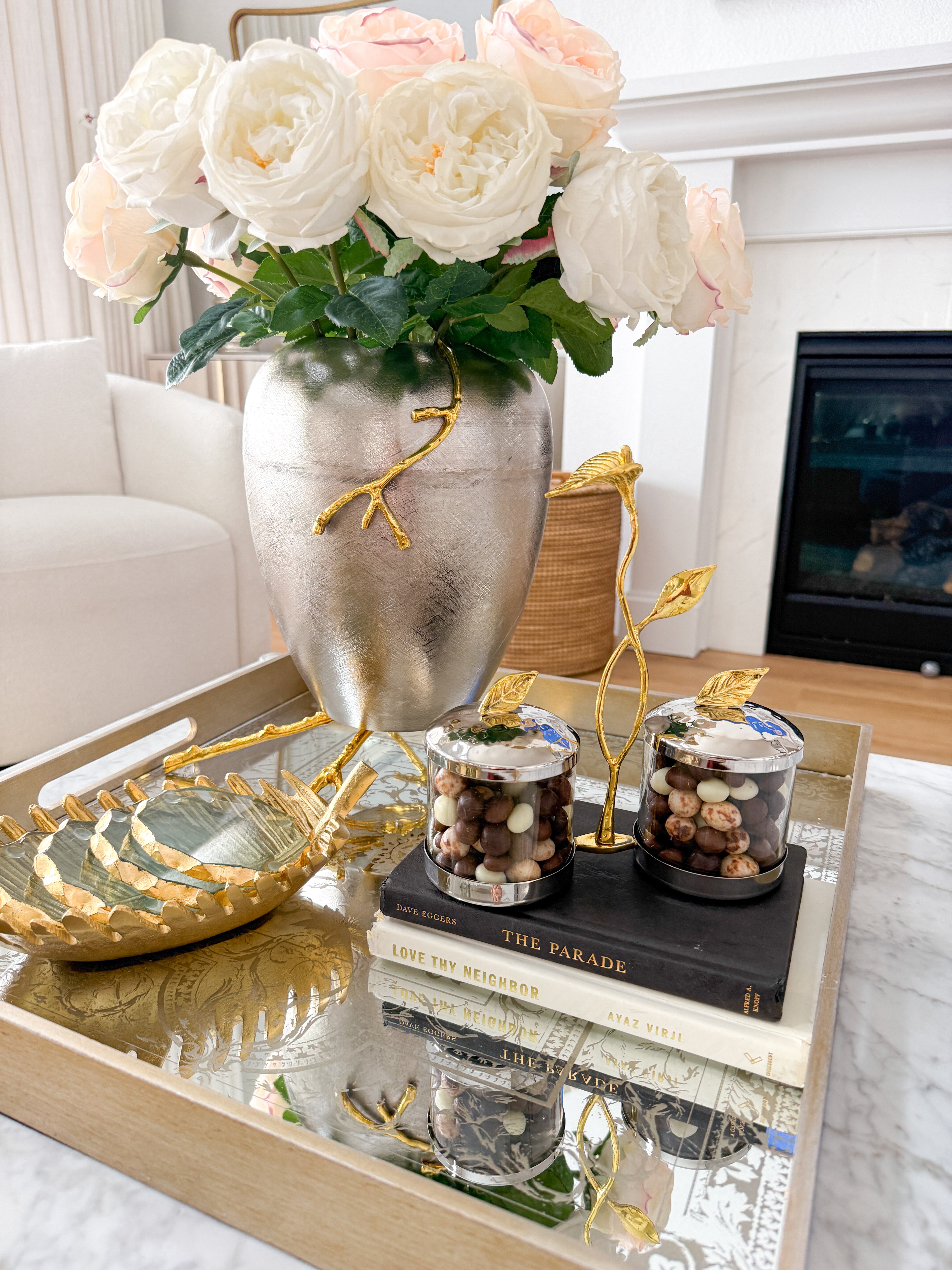 Silver Hammered with Gold Leaf Candy Jars