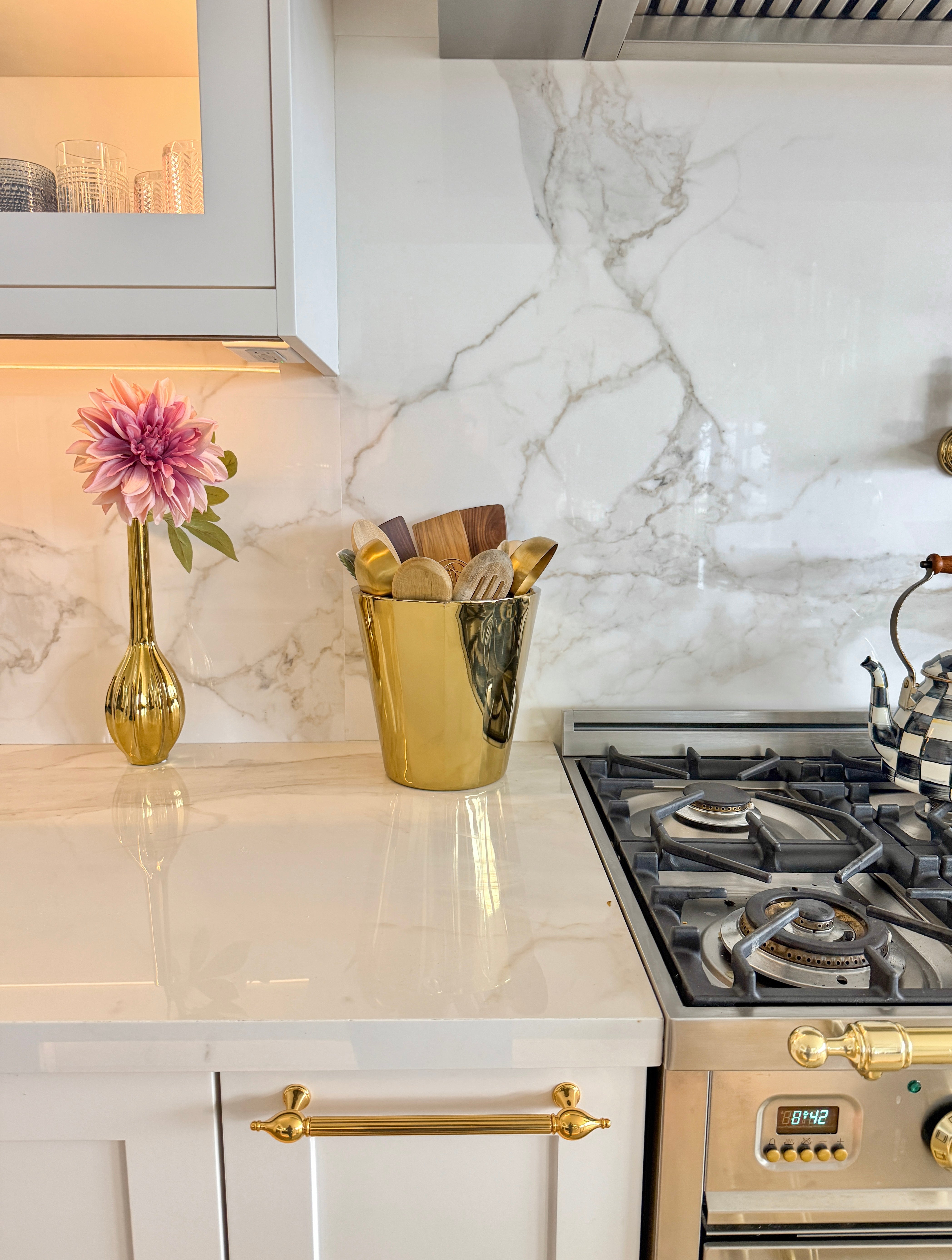 Gold Octagon Kitchen Utensil Holder