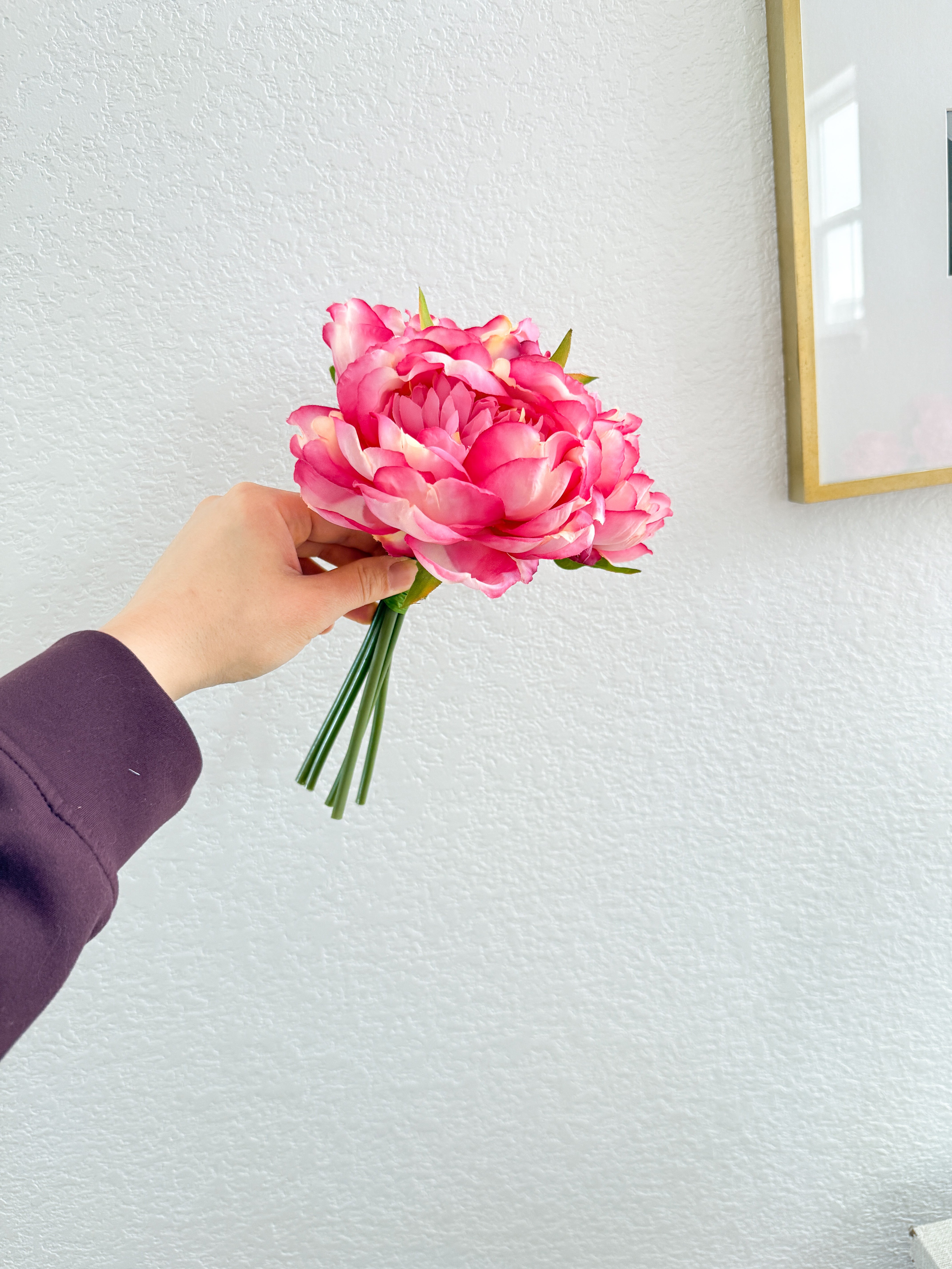 Artificial Faux Fuschia Pink Peony Bouquet