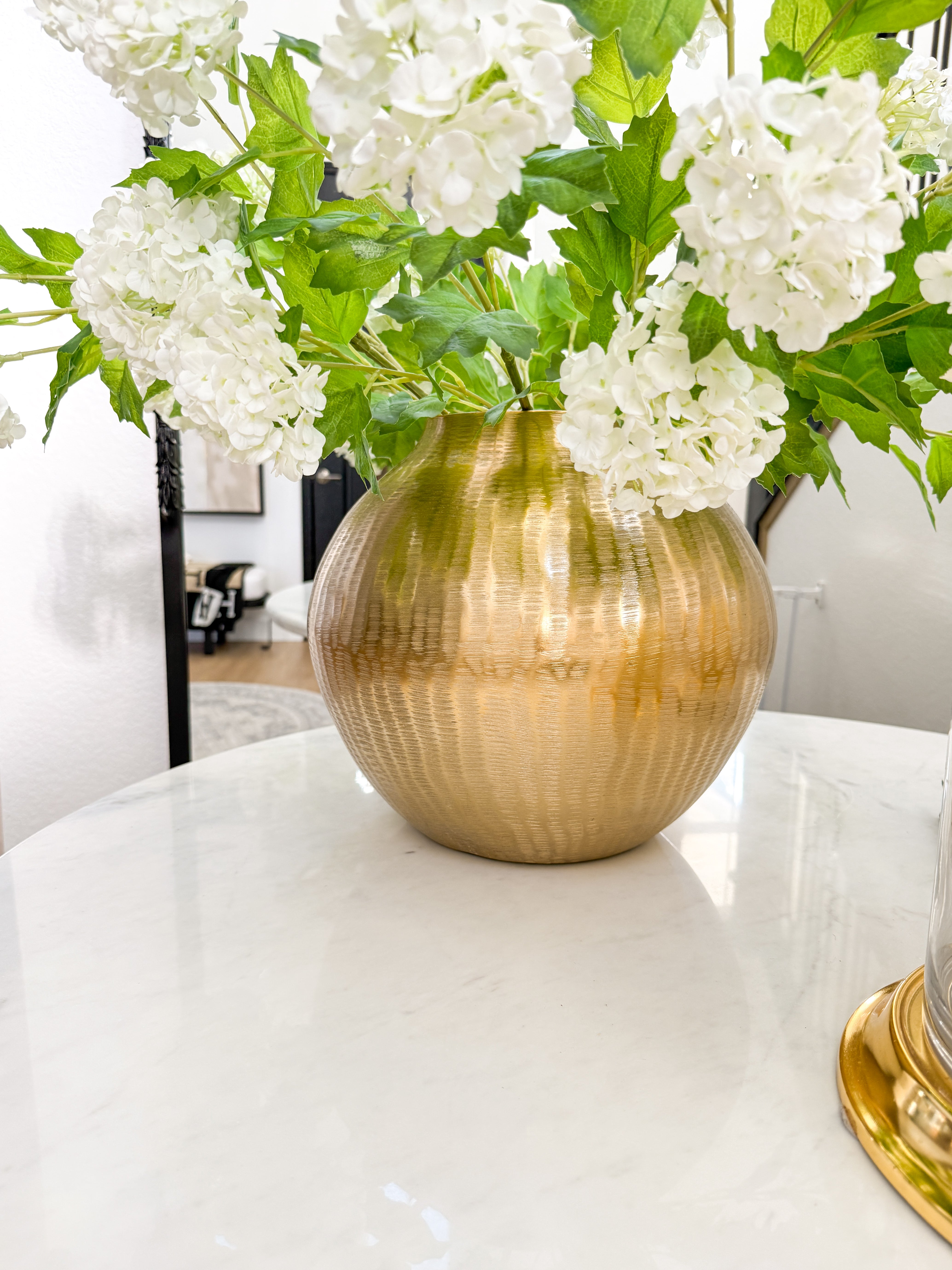 Gold Hammered Round Vase