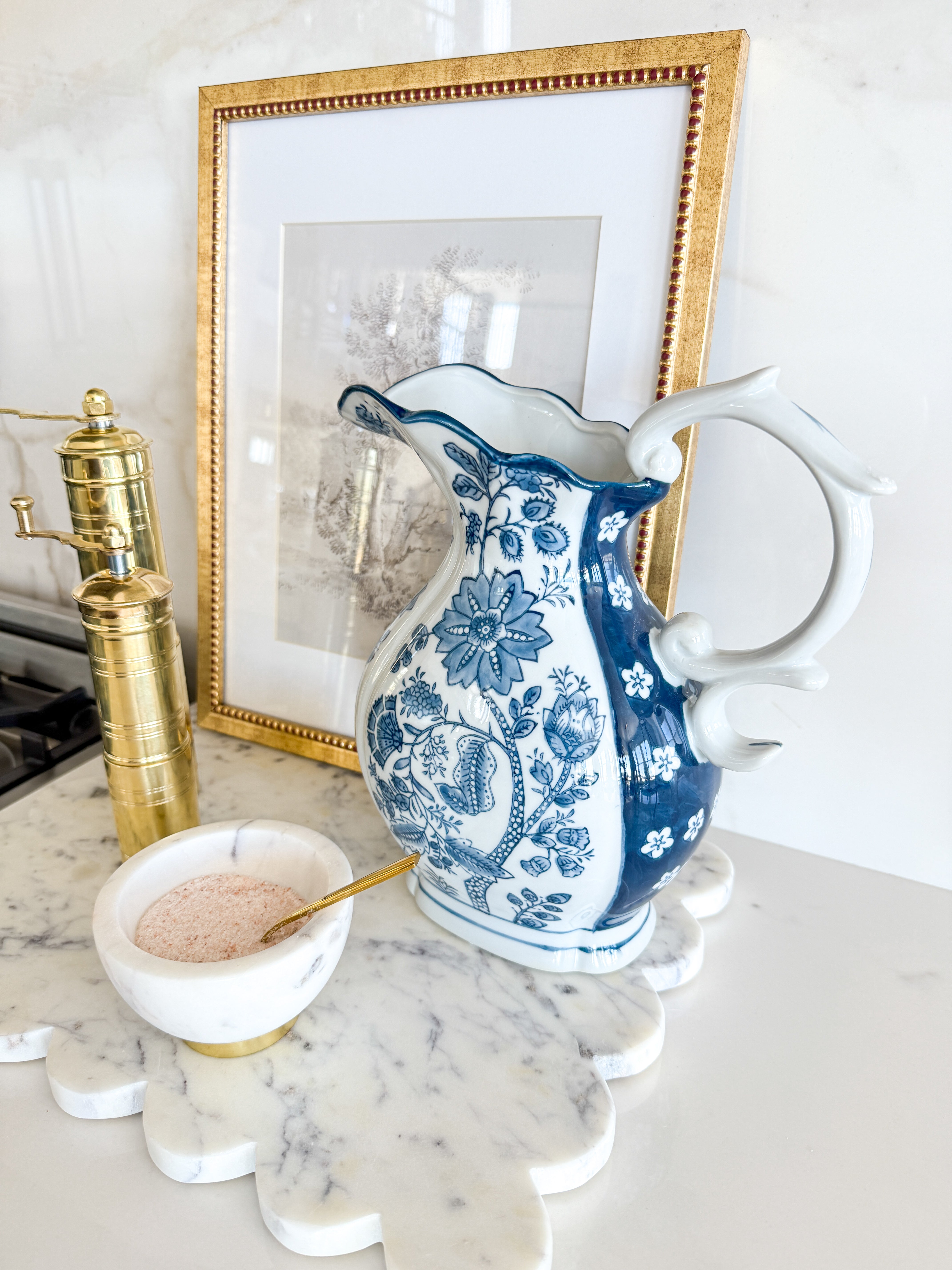 Blue and White Chinoiserie Pitcher