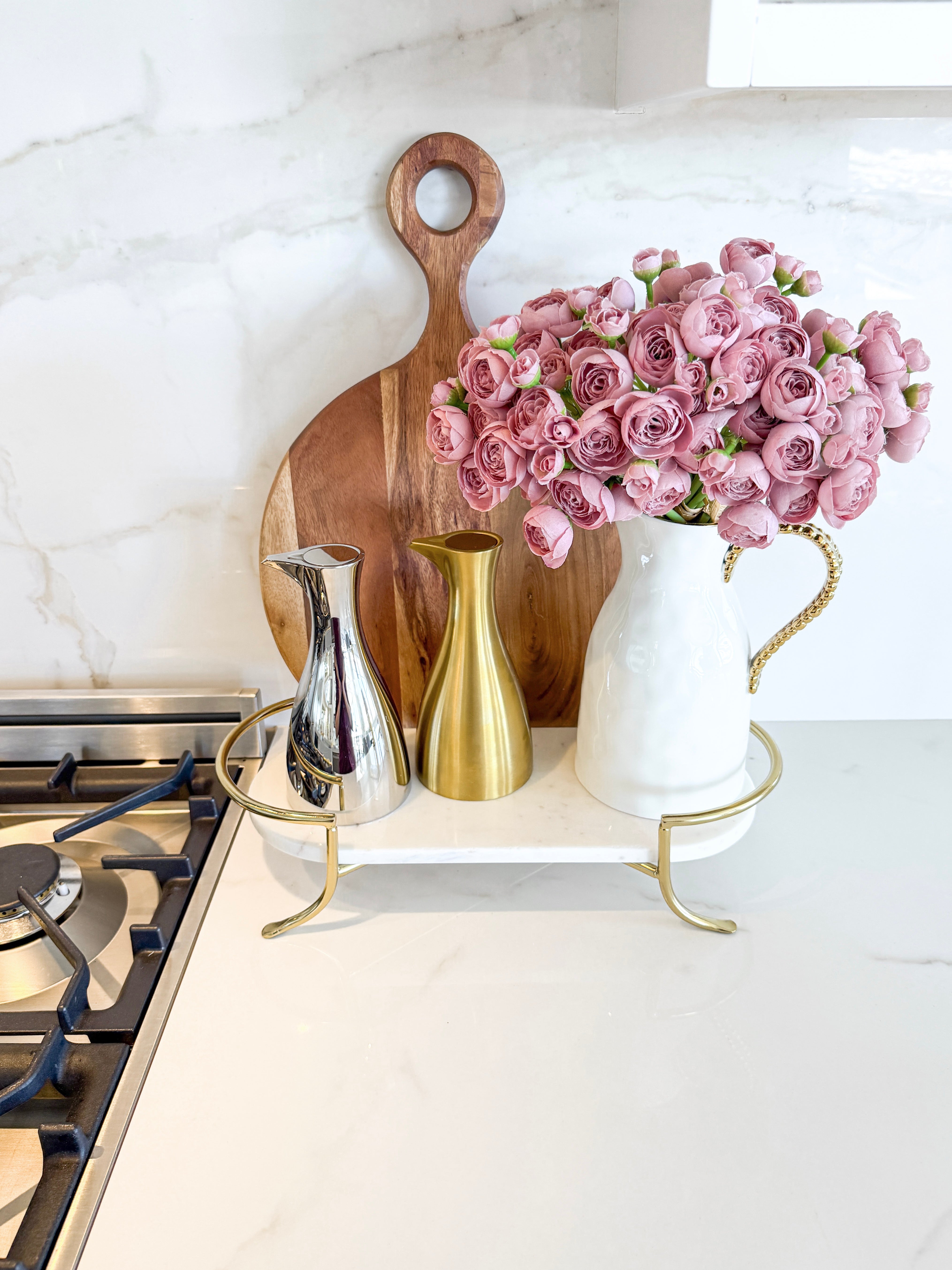 Marble Footed Tray with Gold Stand