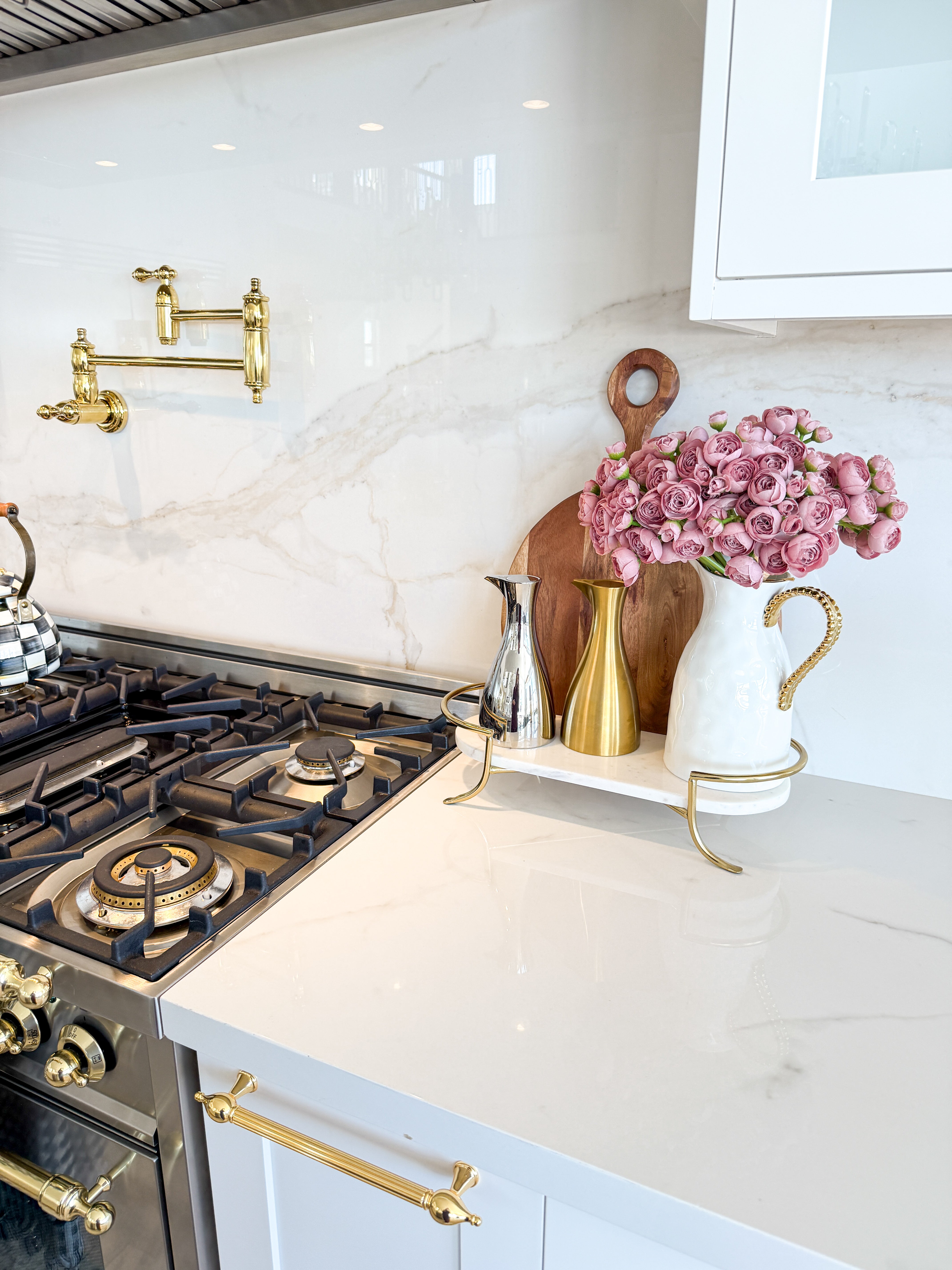 Marble Footed Tray with Gold Stand