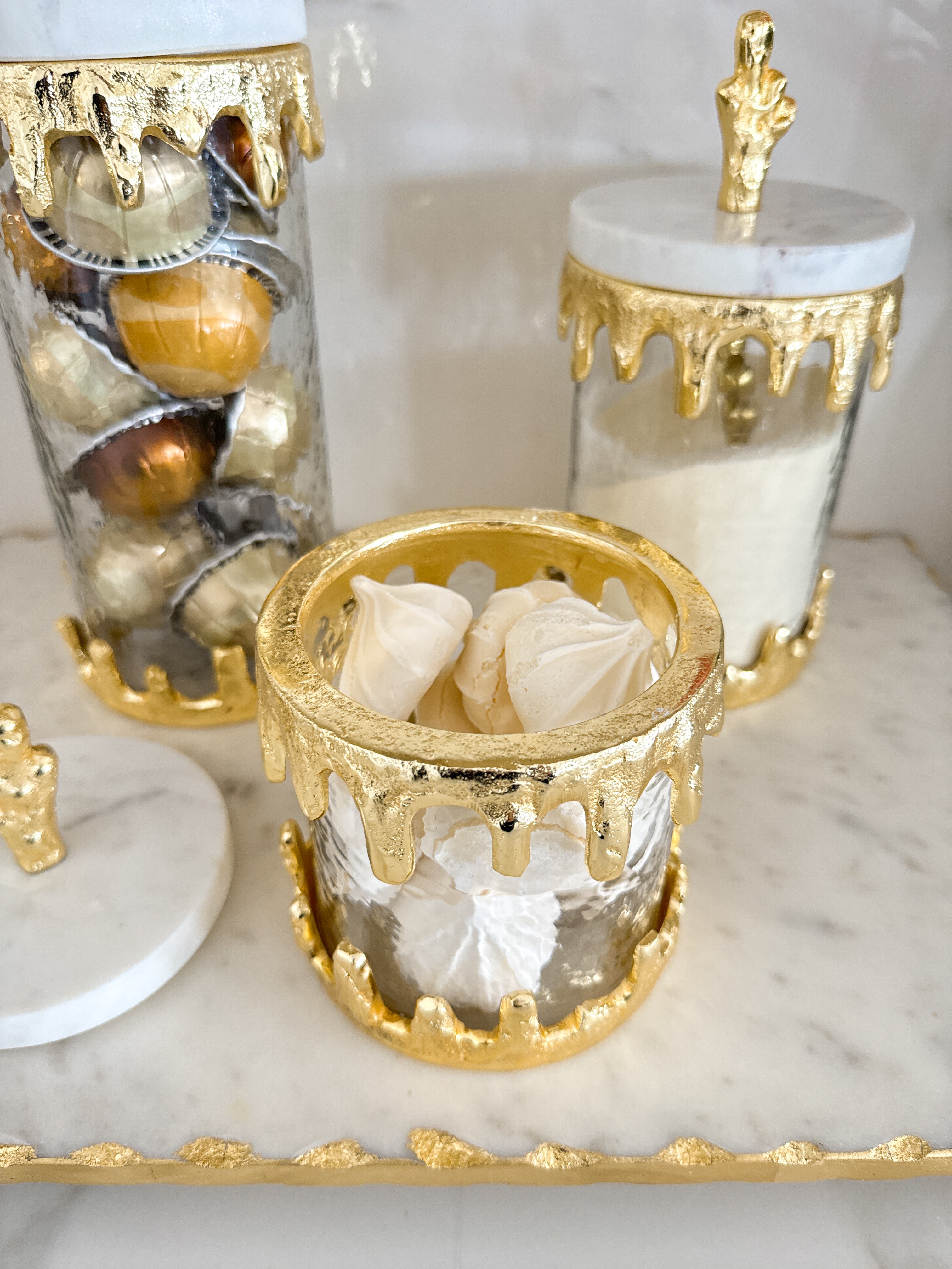 Gold Dripping Edge Marble Lid Canister