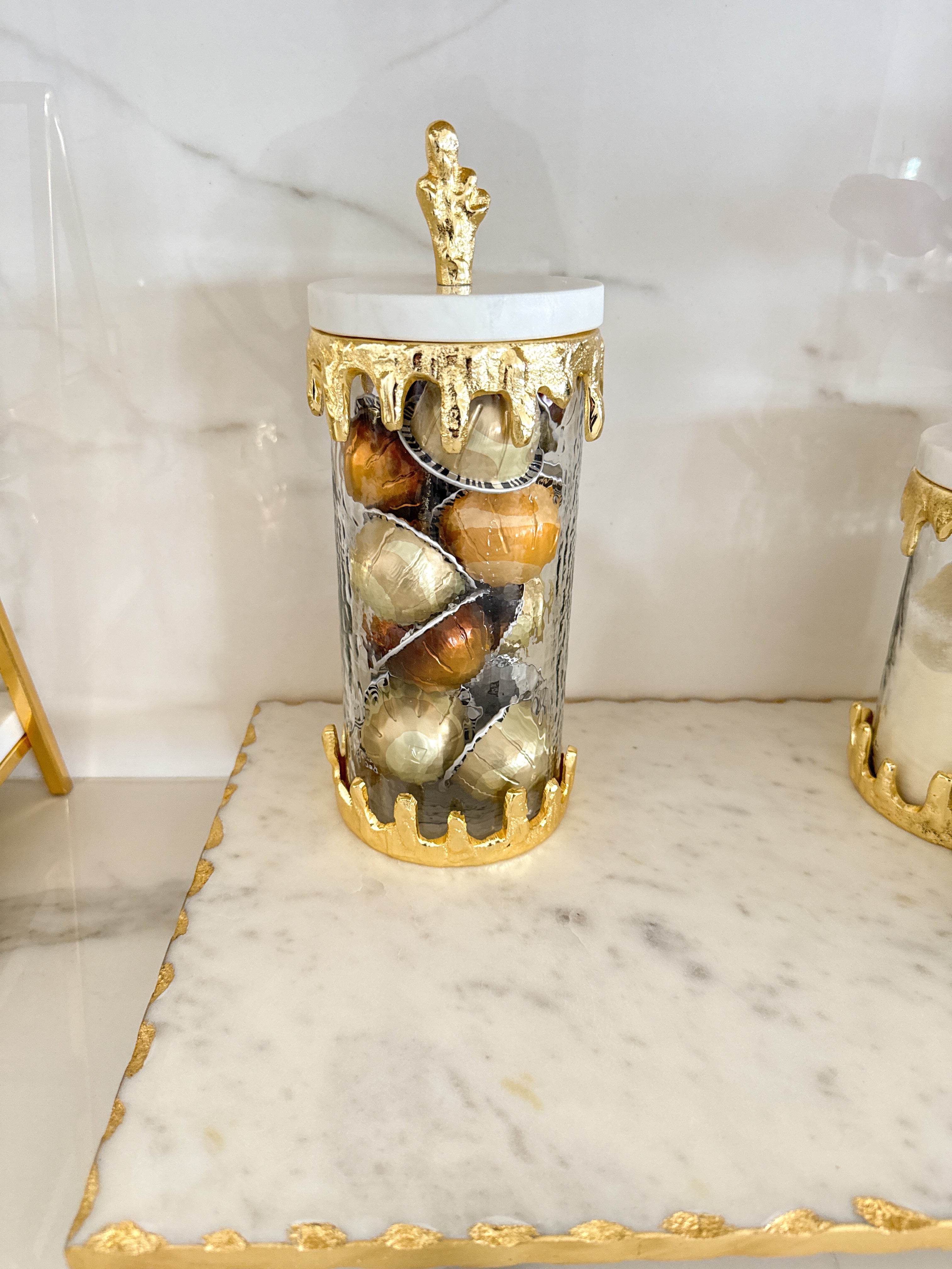 Gold Dripping Edge Marble Lid Canister