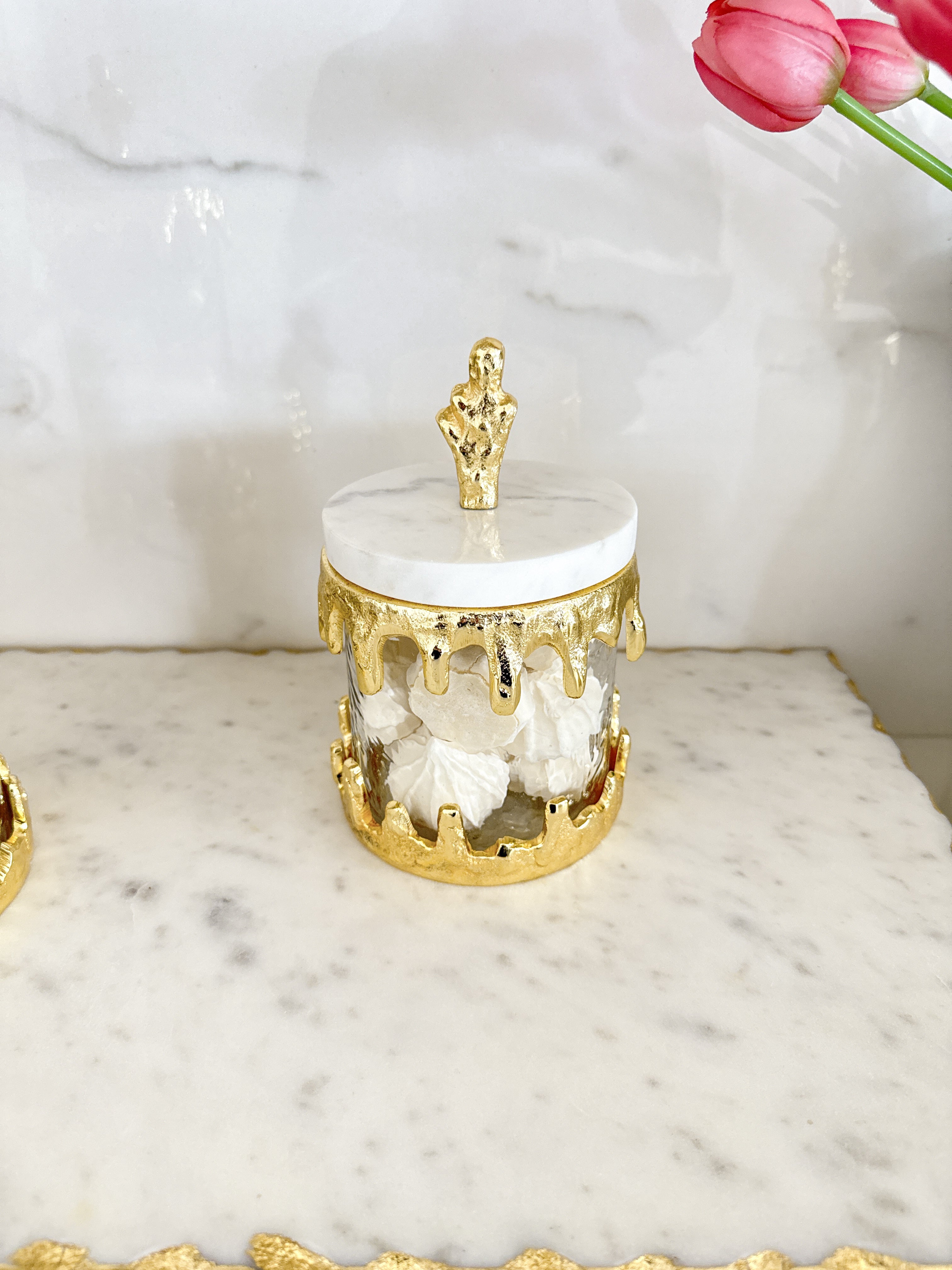 Gold Dripping Edge Marble Lid Canister