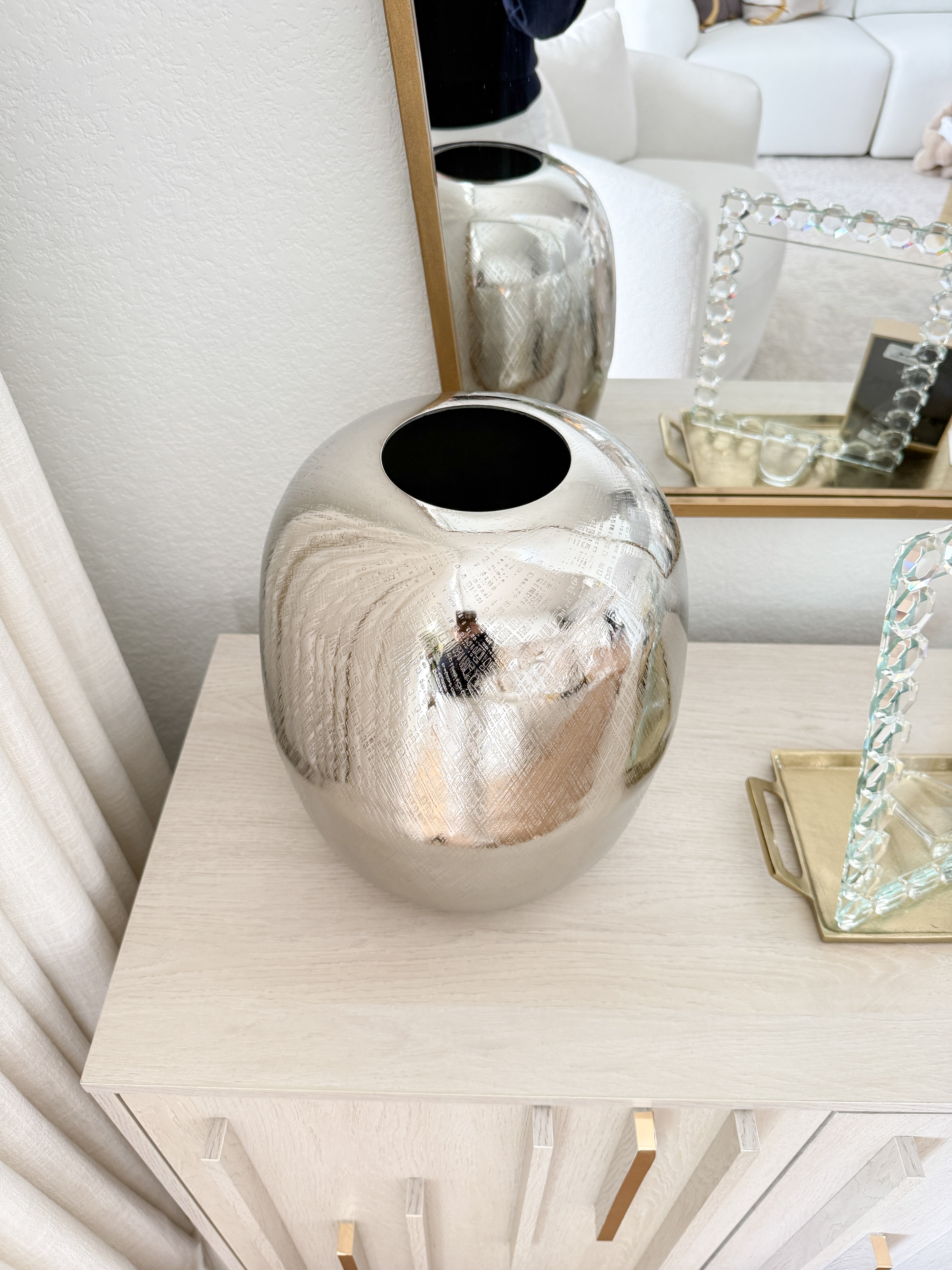 Textured Silver Bubble Shape Vase