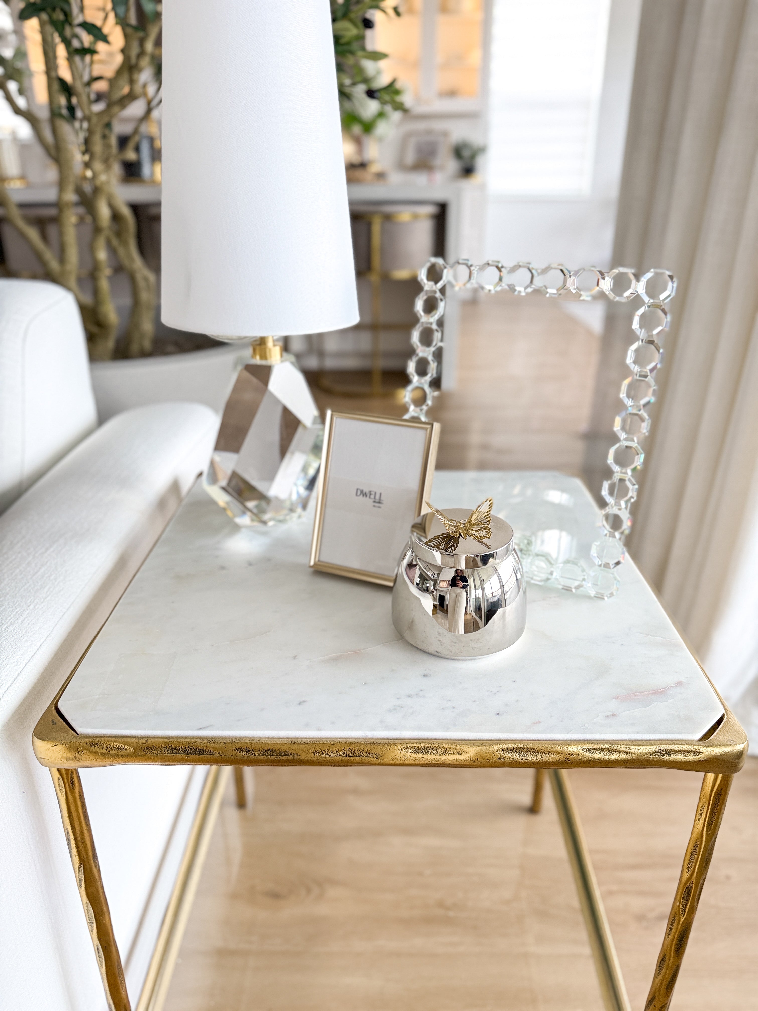 Silver with Gold Butterfly Candle Jar