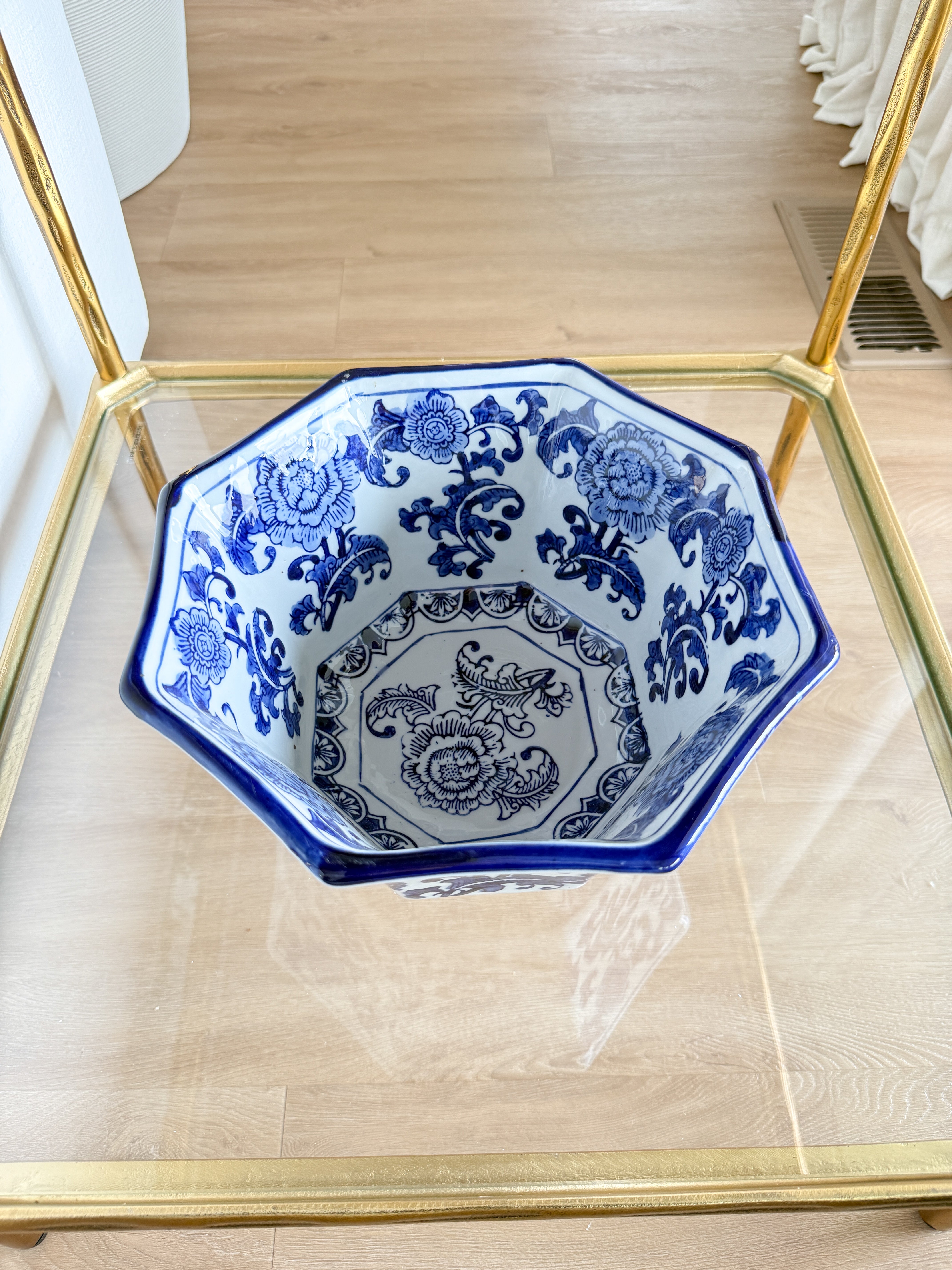 White and Blue Floral Decorative Bowl