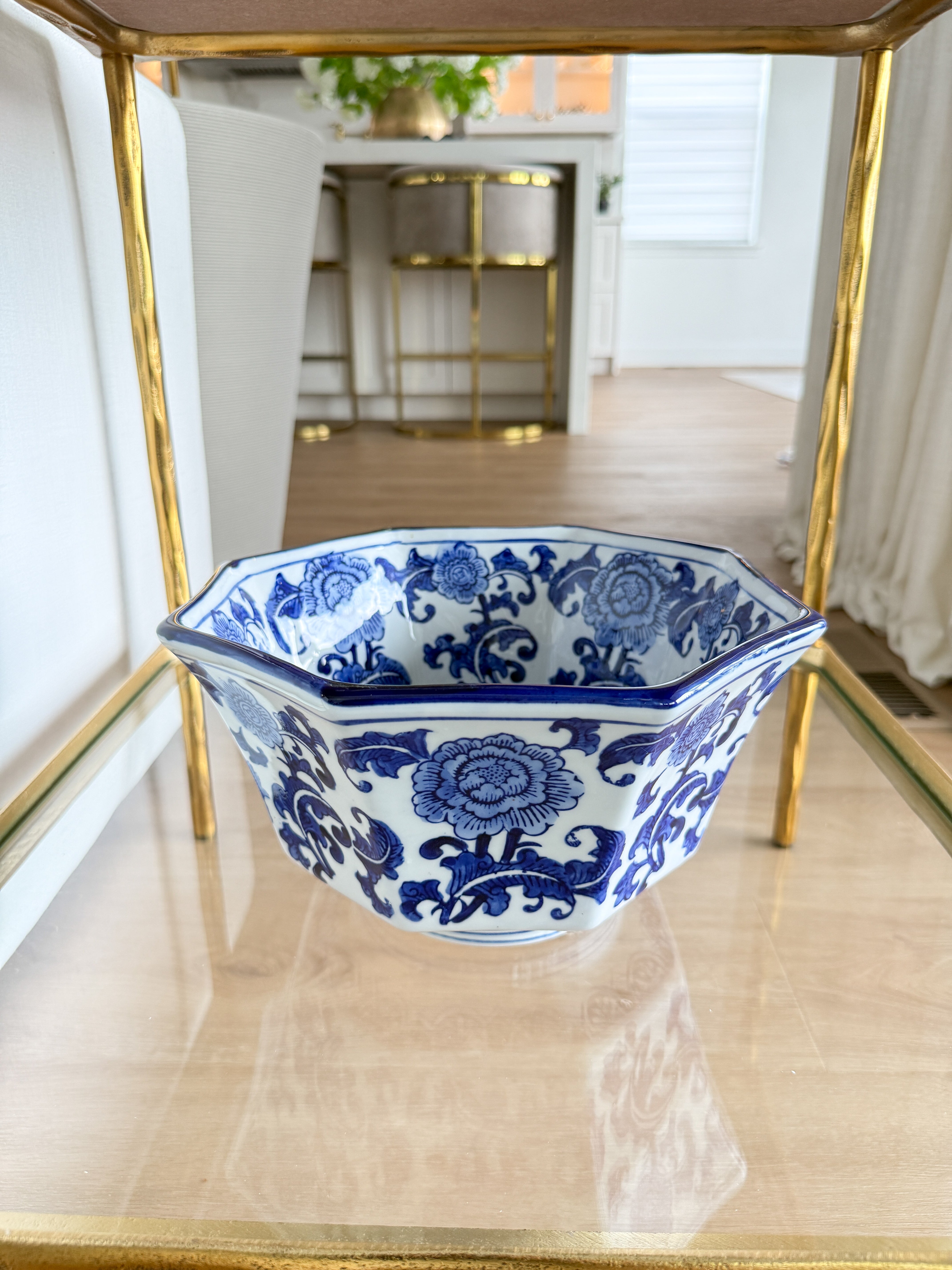 White and Blue Floral Decorative Bowl