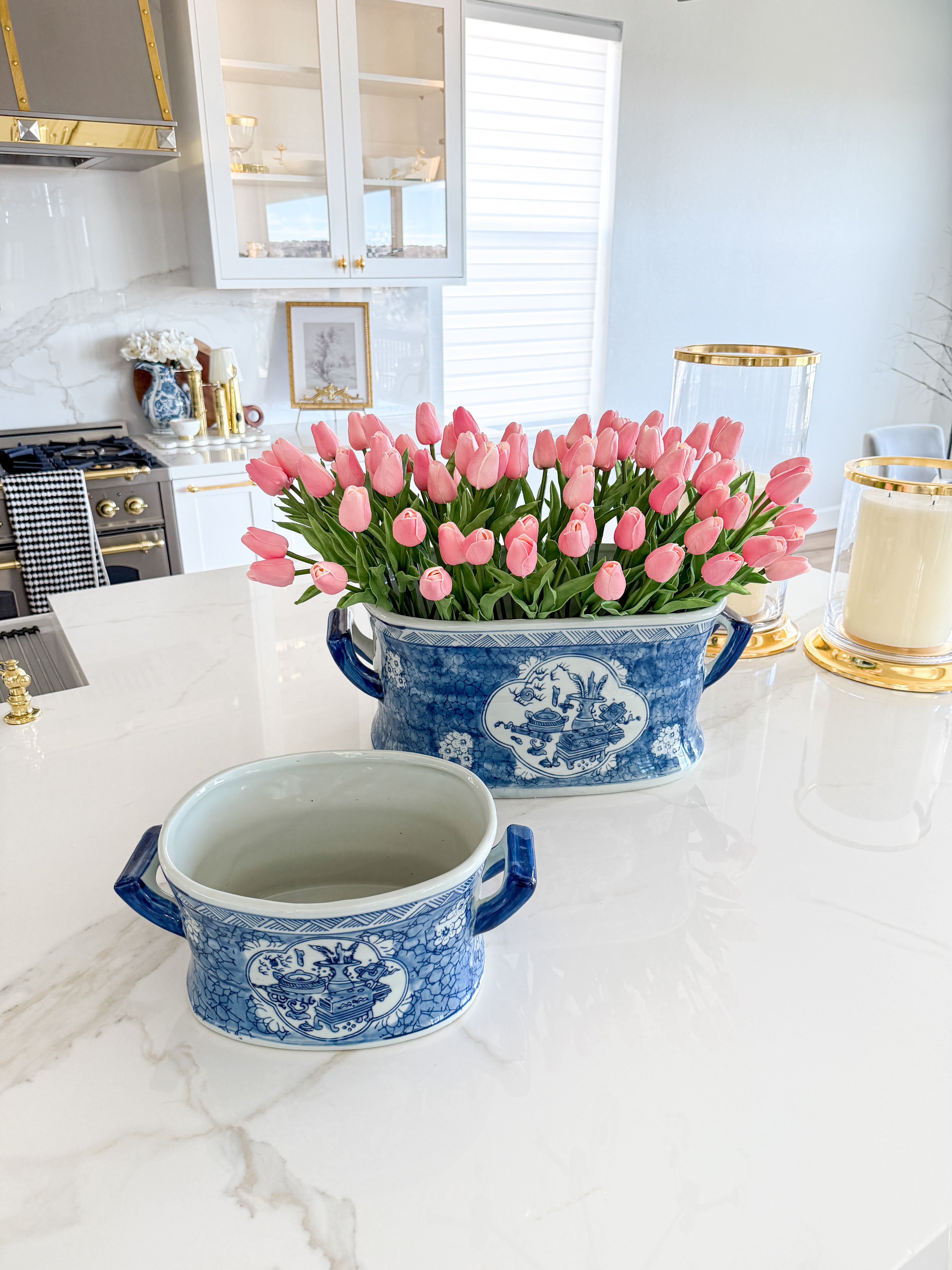 blue and white planter pot White and Blue Pot Planter (Set of 2)