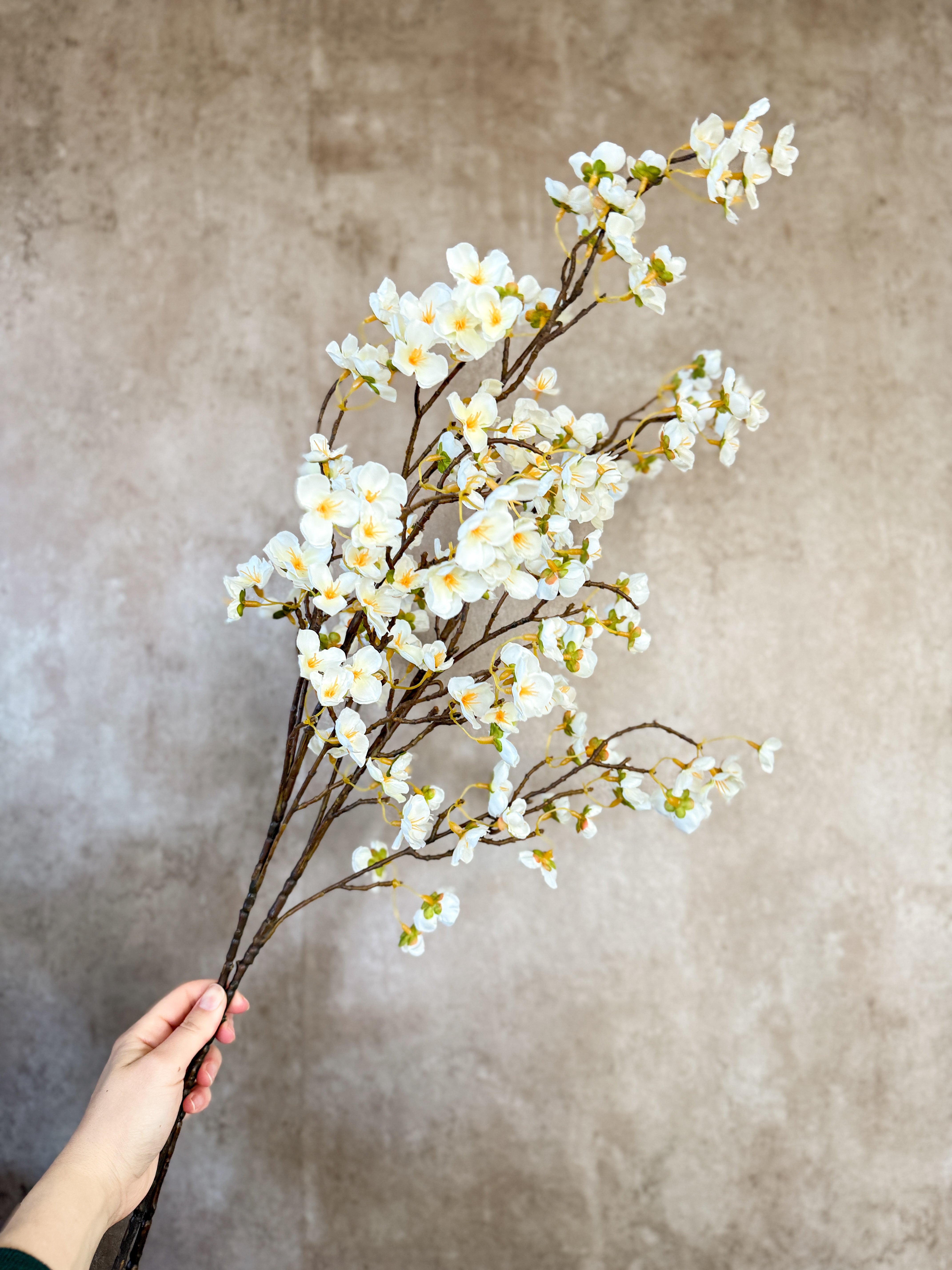 Faux Silk White Cherry Blossom (Pack of 3 Stems)