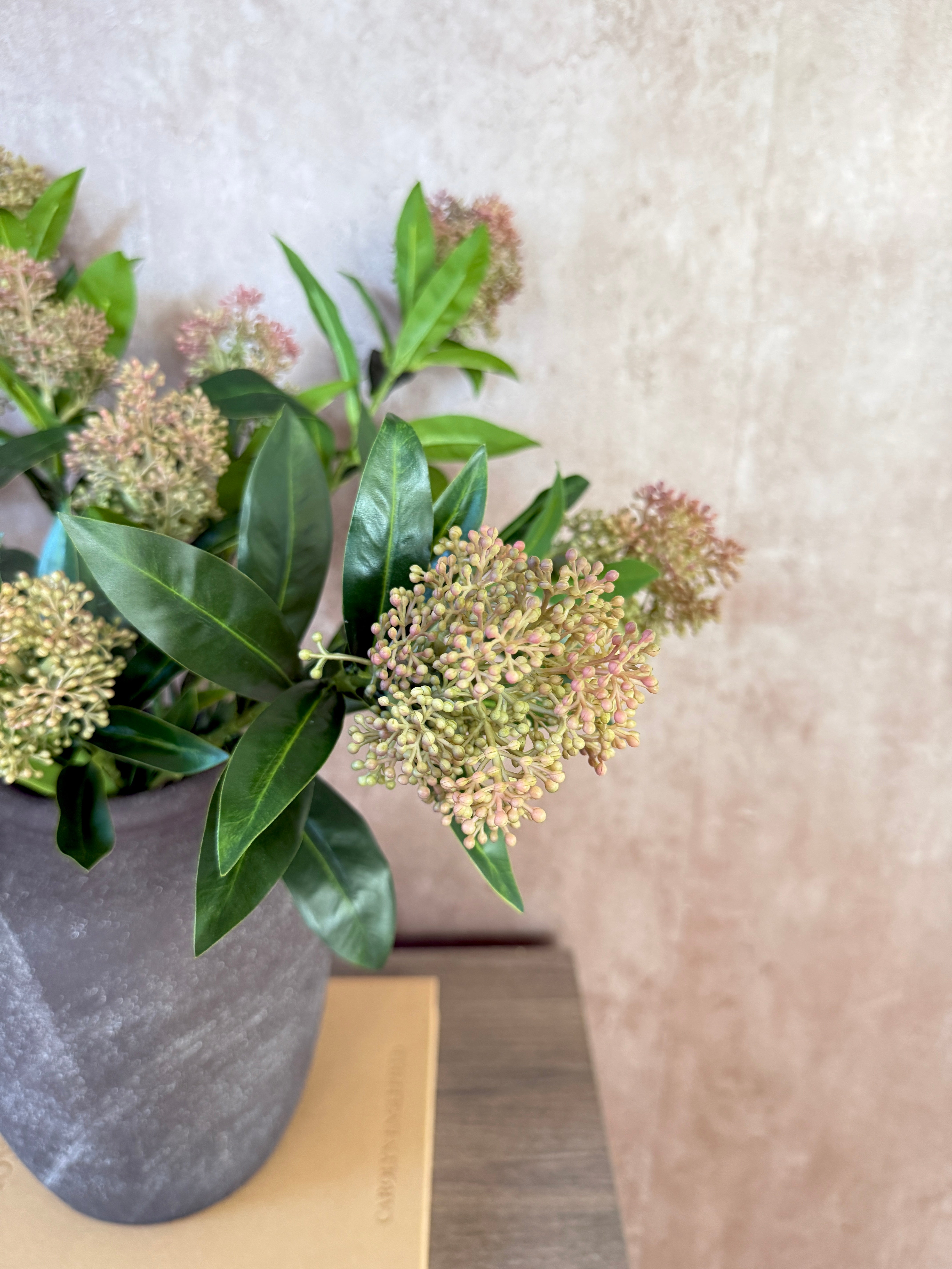 Faux Green Skimmia Berry Branch Stem (Pack of 3 Stems)