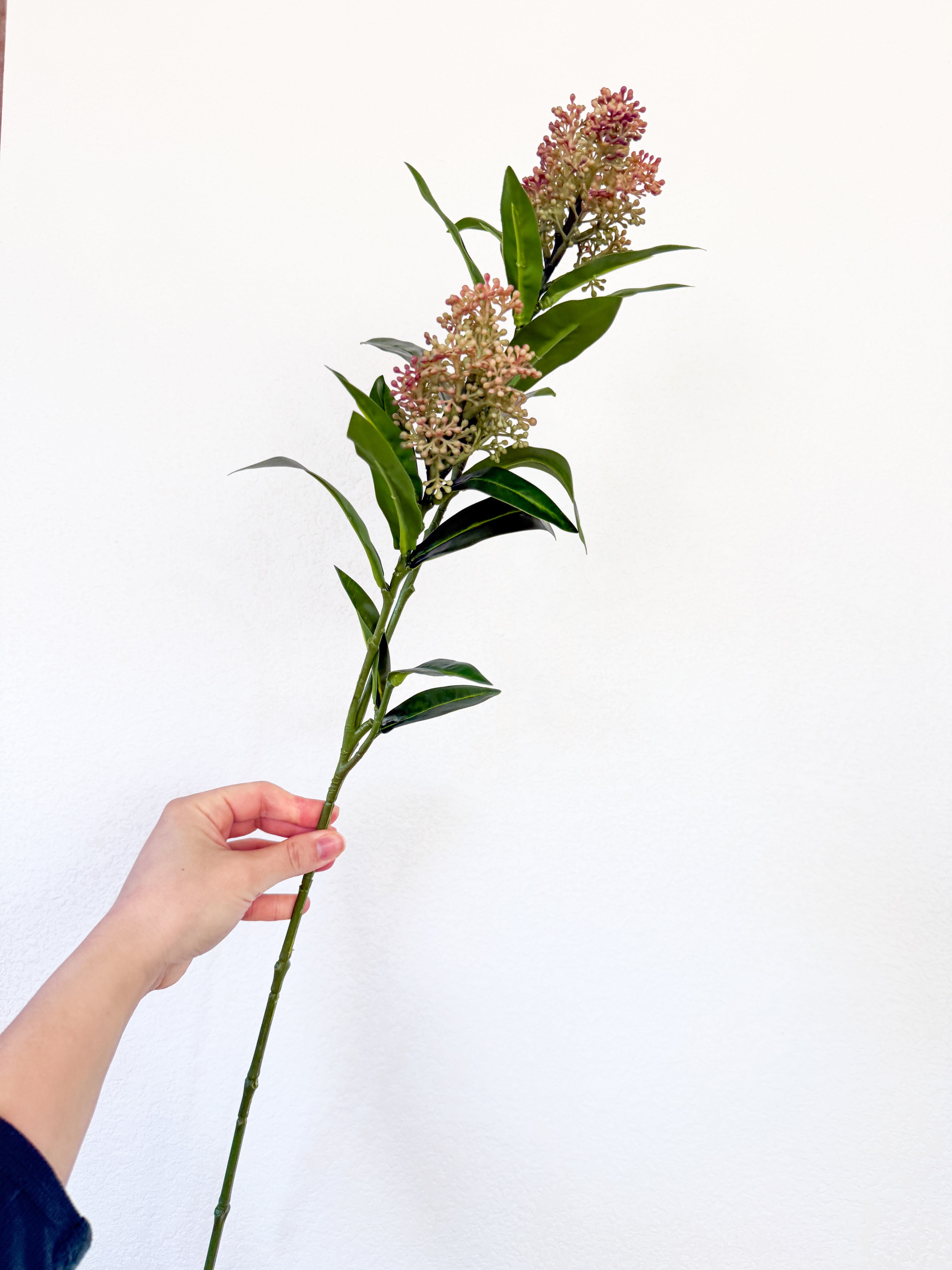 Faux Green Skimmia Berry Branch Stem (Pack of 3 Stems)