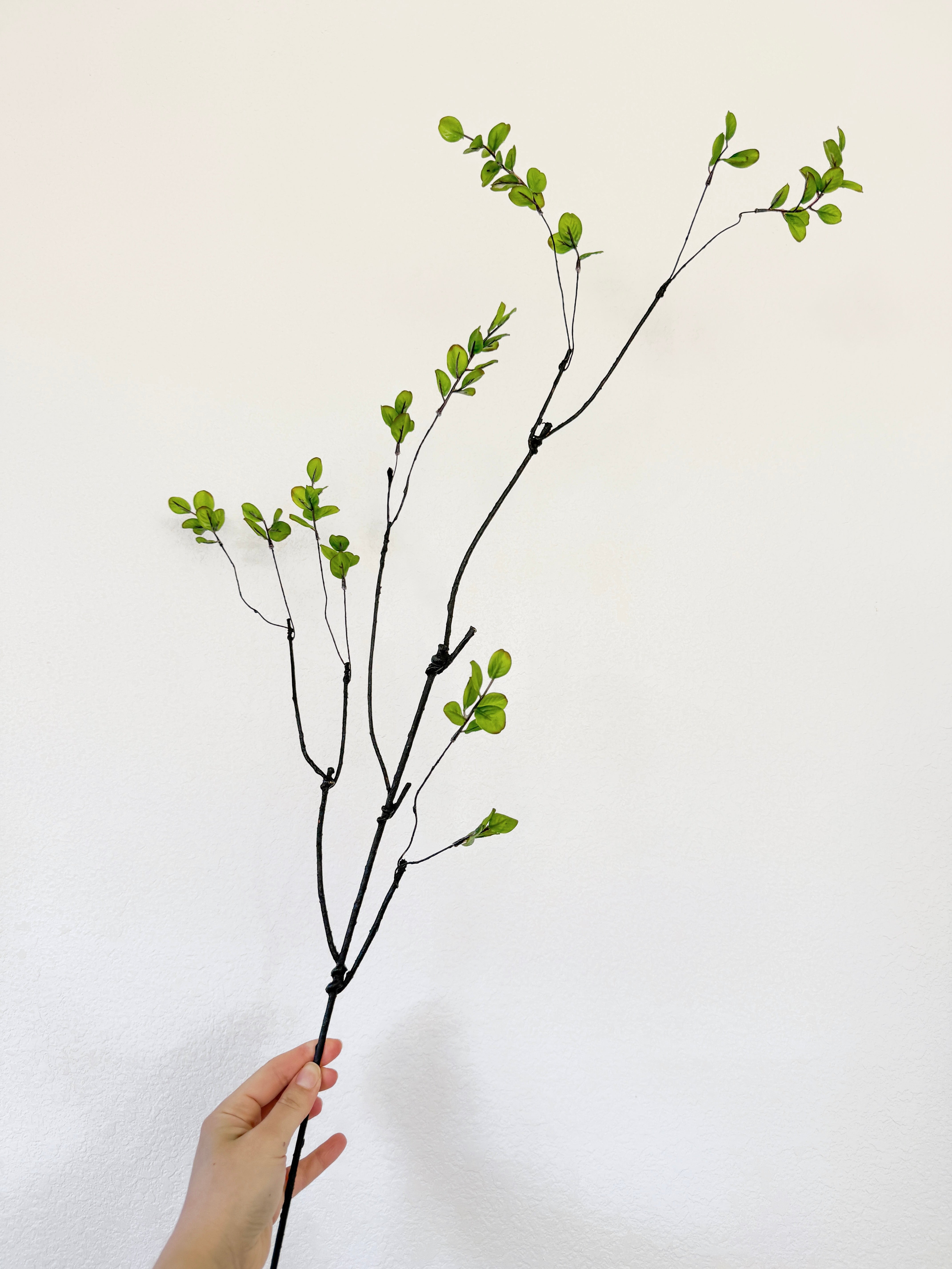 Faux Minimalist Green Leaf Branch Stem (Pack of 3 Stems)