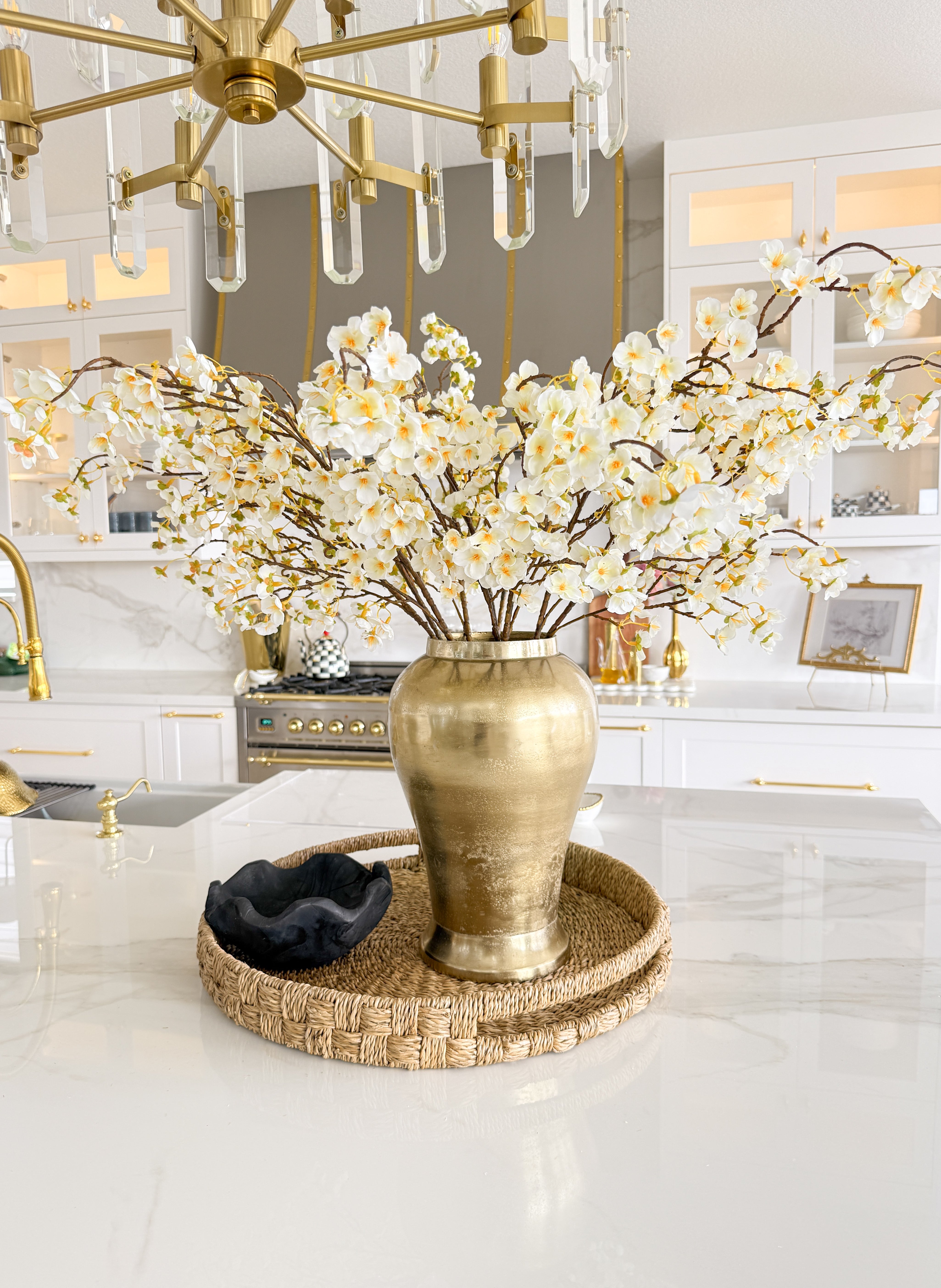 Faux Silk White Cherry Blossom (Pack of 3 Stems)