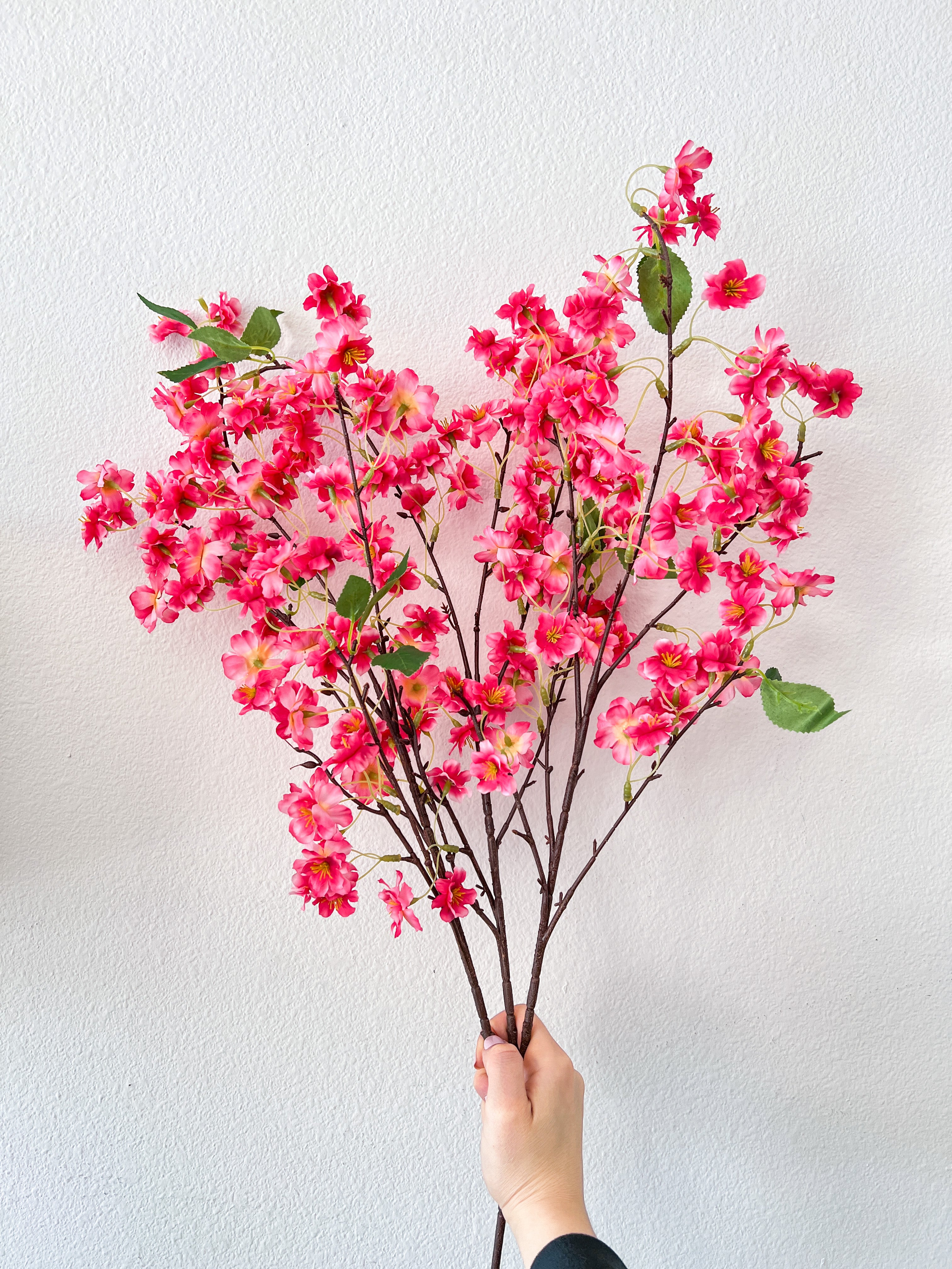 Faux Silk Fuchsia Cherry Blossom (Pack of 3 Stems)