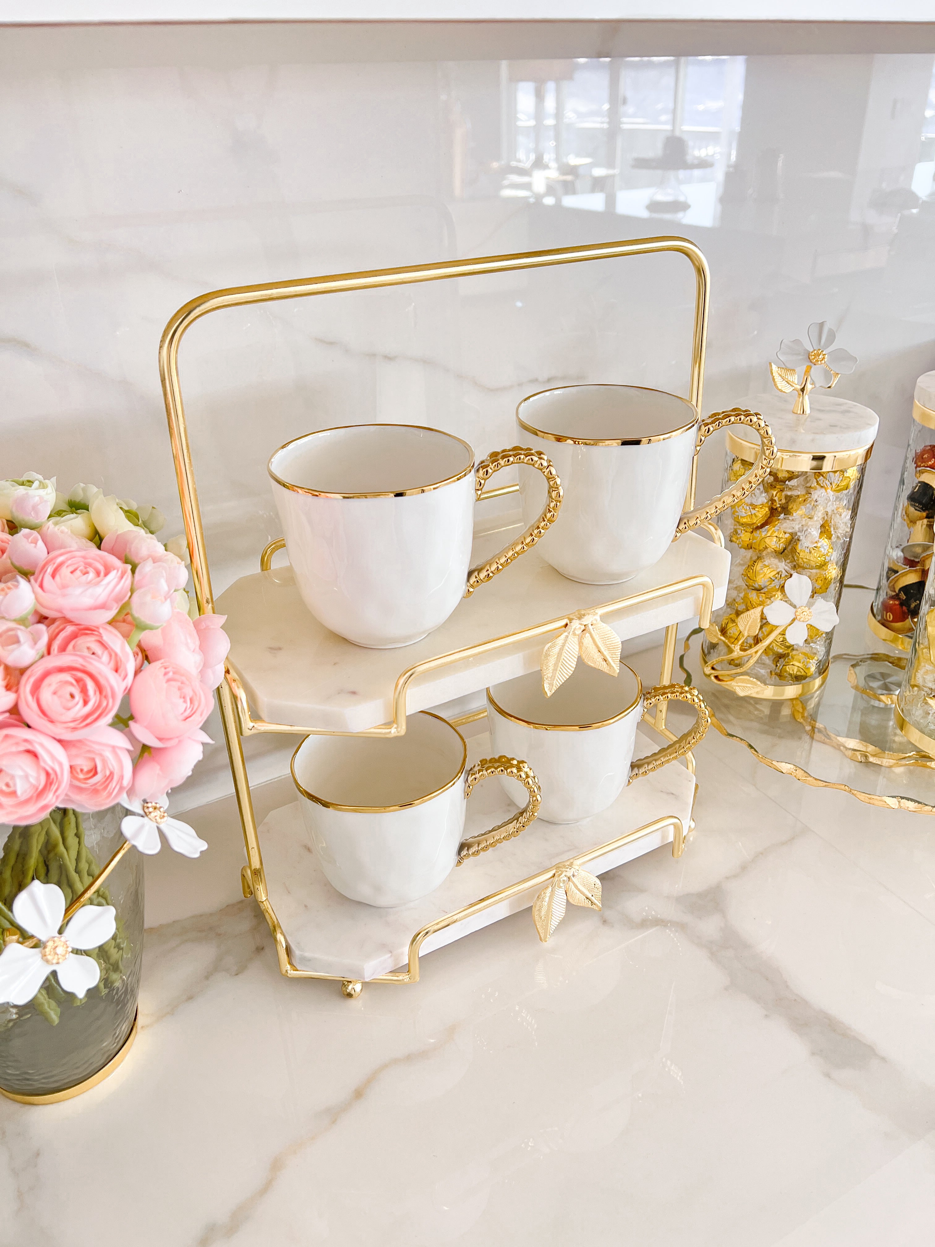 Gold Marble 2-Tier Serving Stand