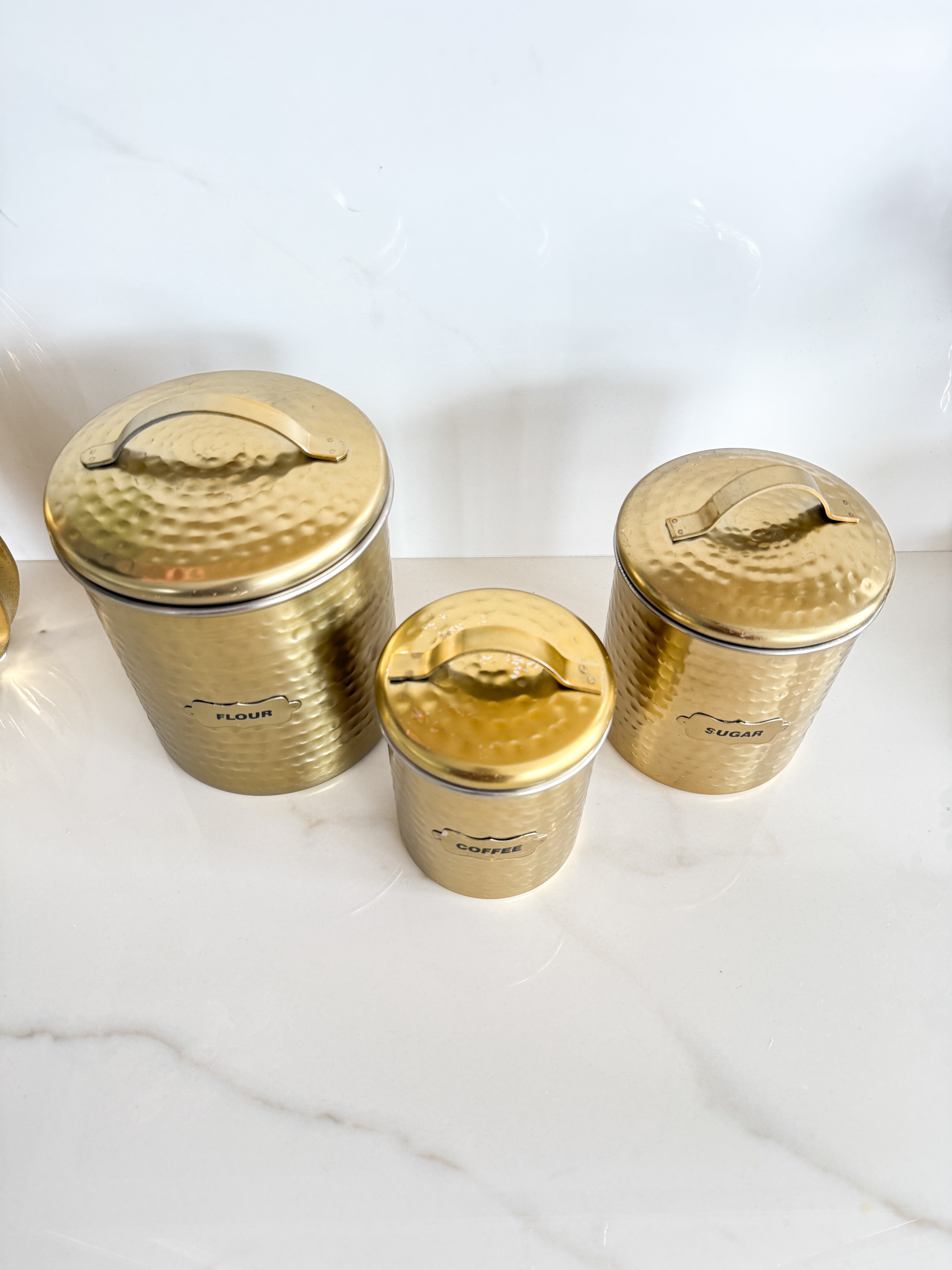 Gold Metal Hammered Pantry Canister (Set of 3)