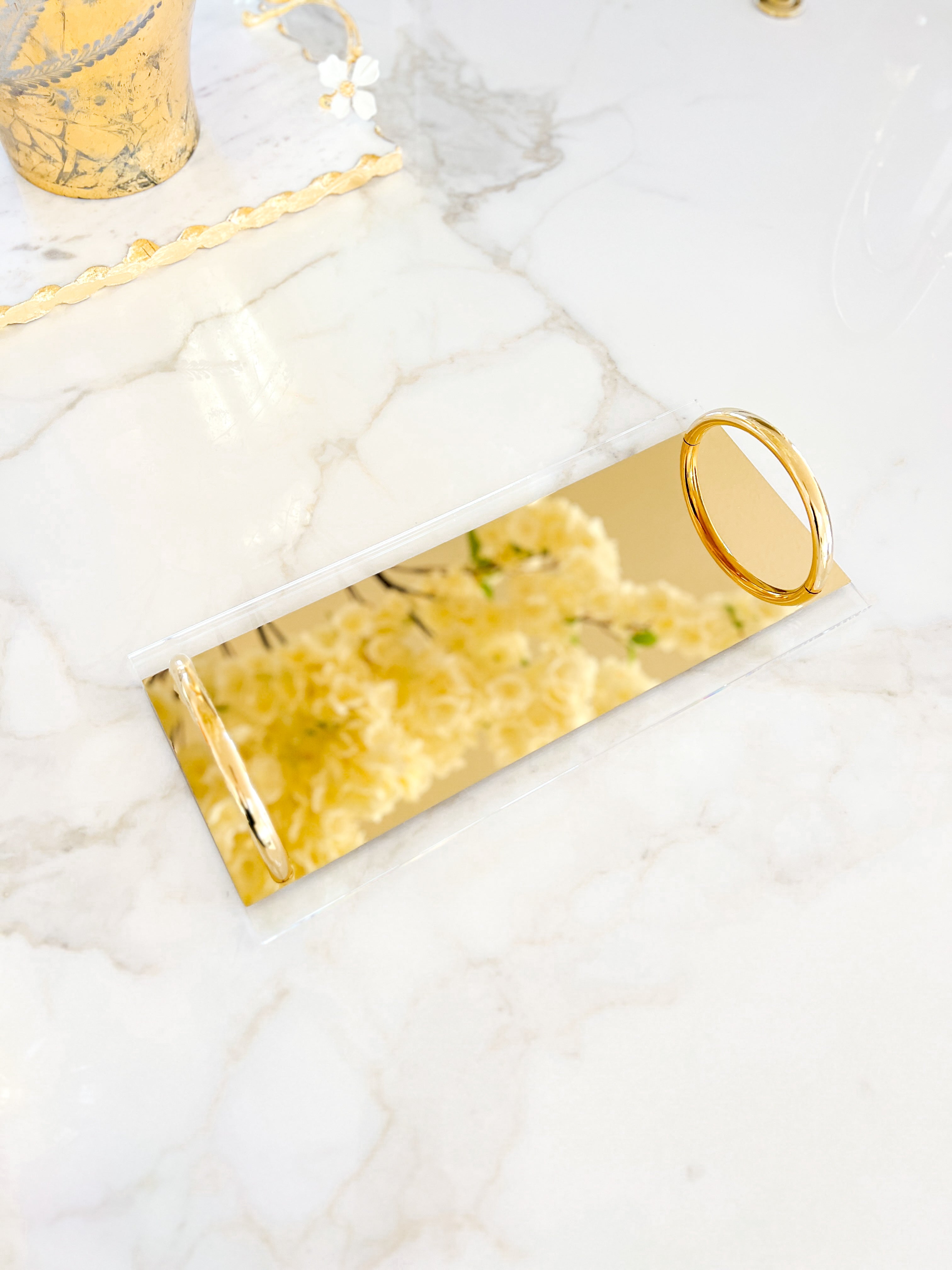 Acrylic Tray with Gold Handles - HTS HOME DECOR