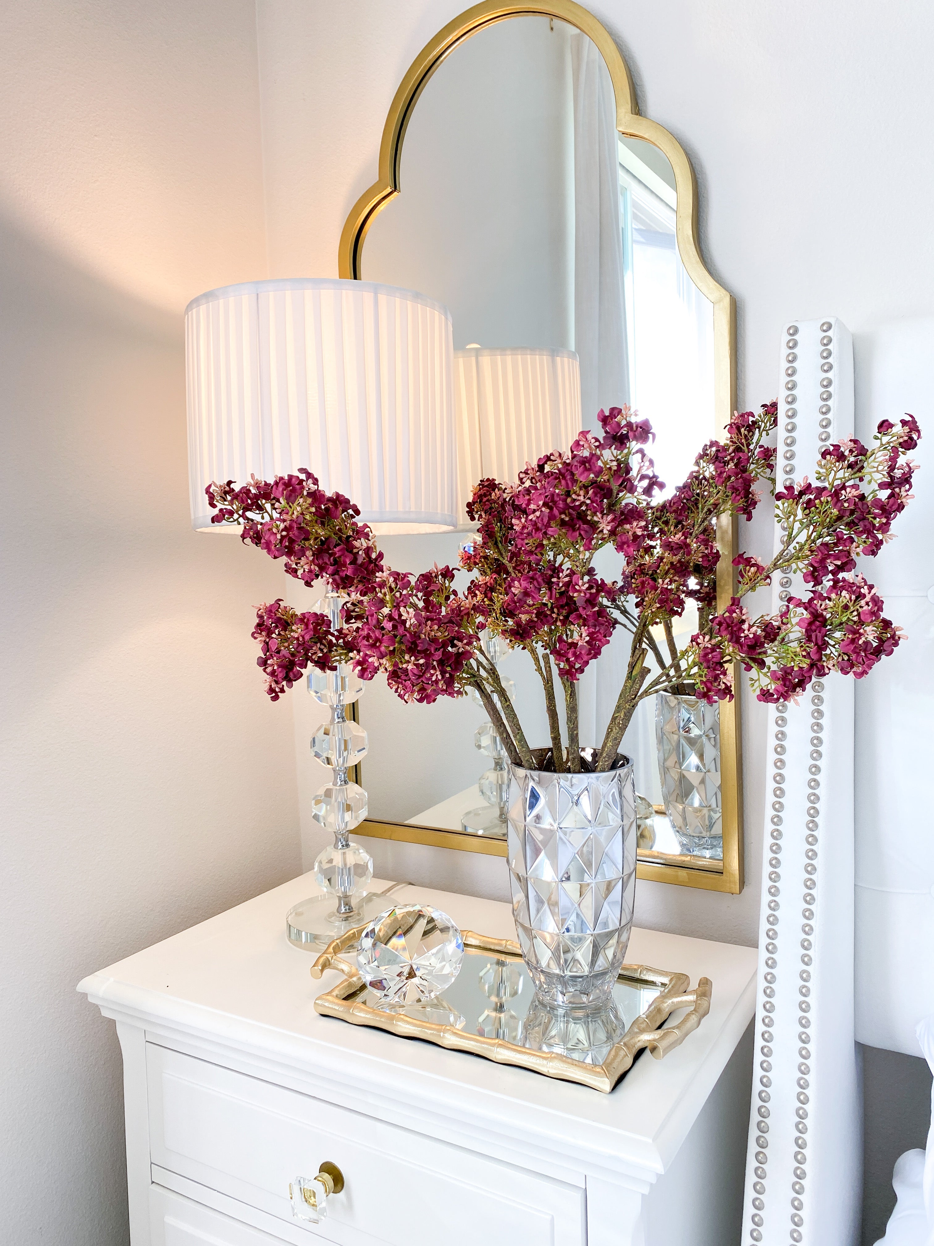 Artificial Plum Lilac Cross Cherry Blossom Stems ( Pack of 3 ) - HTS HOME DECOR