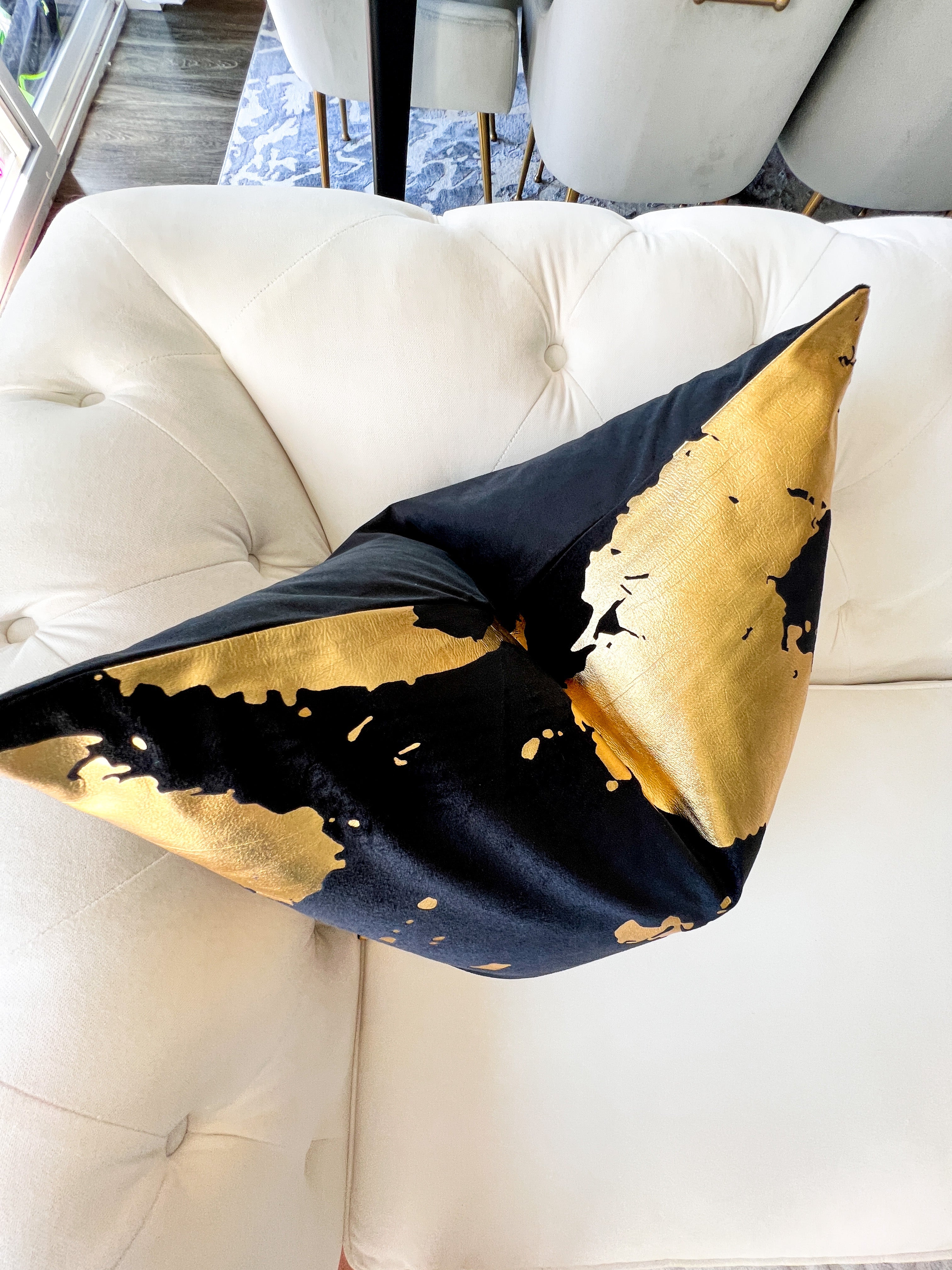Black and Gold Foil Abstract Pillow Cover - HTS HOME DECOR