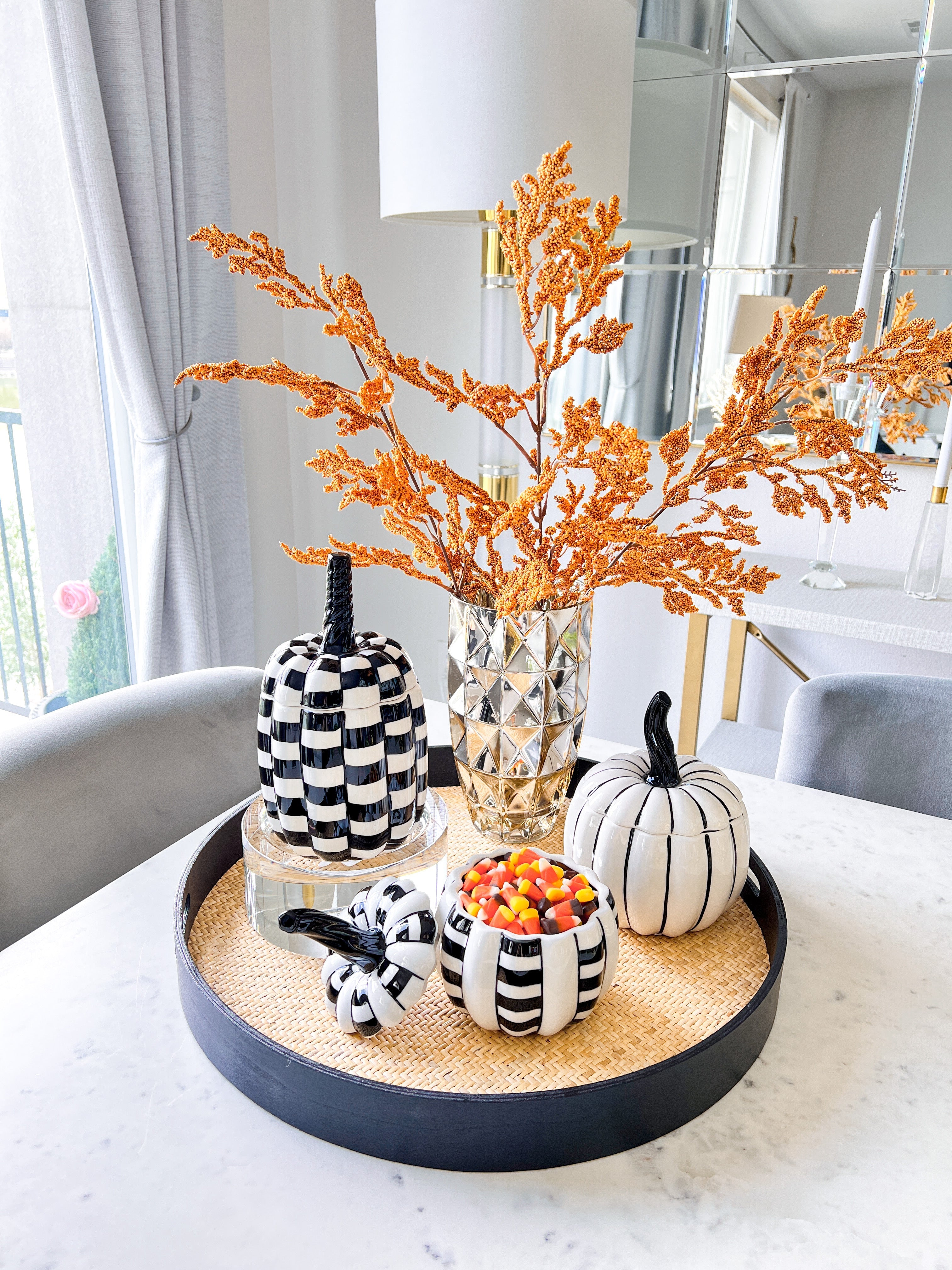 Black and White Ceramic Pumpkins Jars (Set of 3 ) - HTS HOME DECOR
