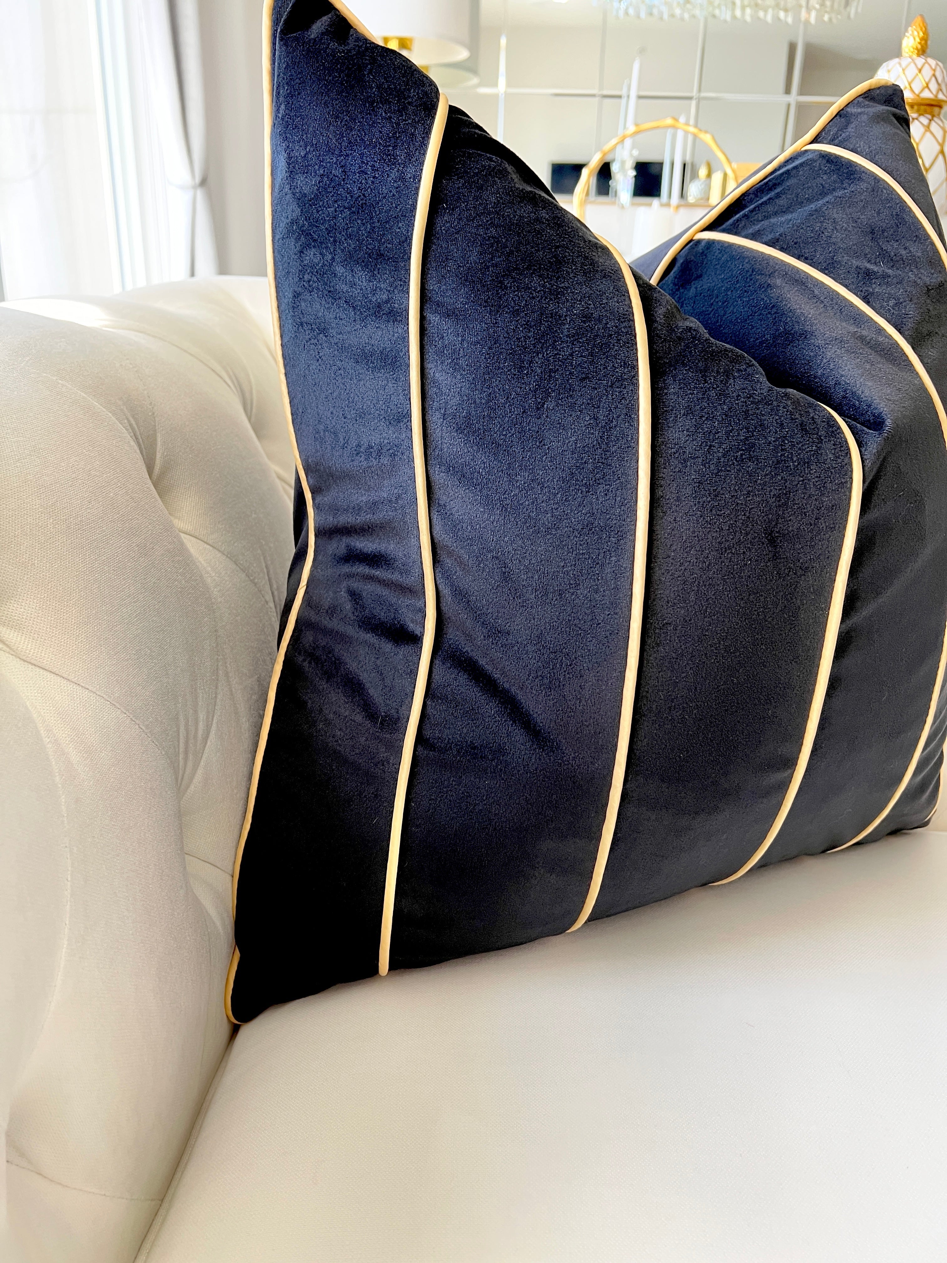 Black with Gold Stripe Pillow Cover - HTS HOME DECOR