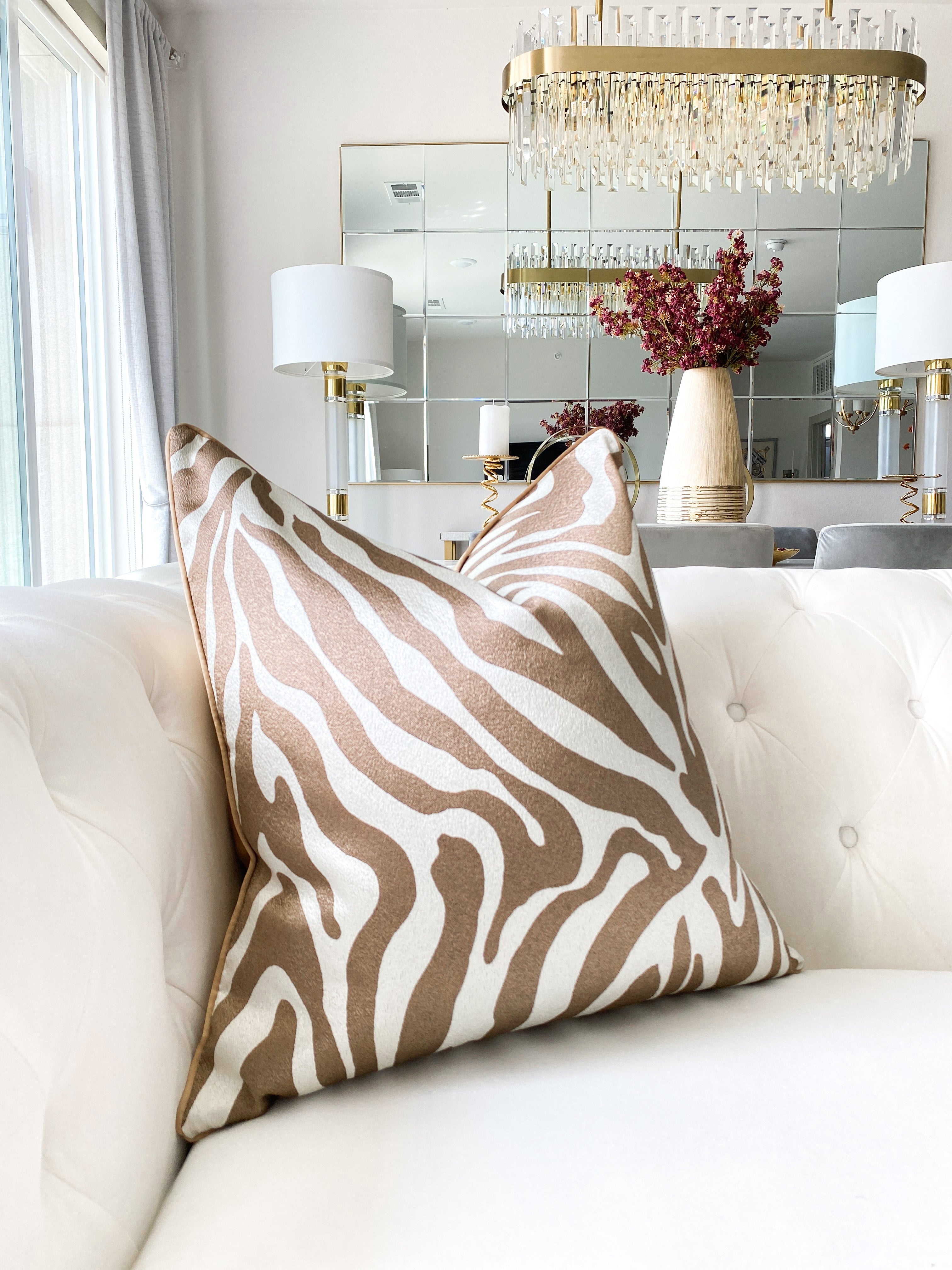 Brown Zebra Print Pillow Cover 22x22 - HTS HOME DECOR