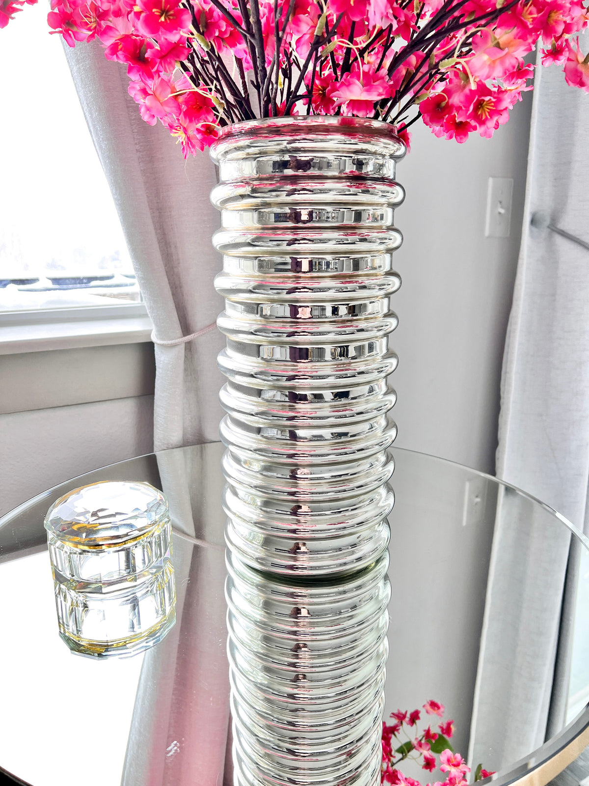 Silver Glass Scalloped Vase HTS HOME DECOR
