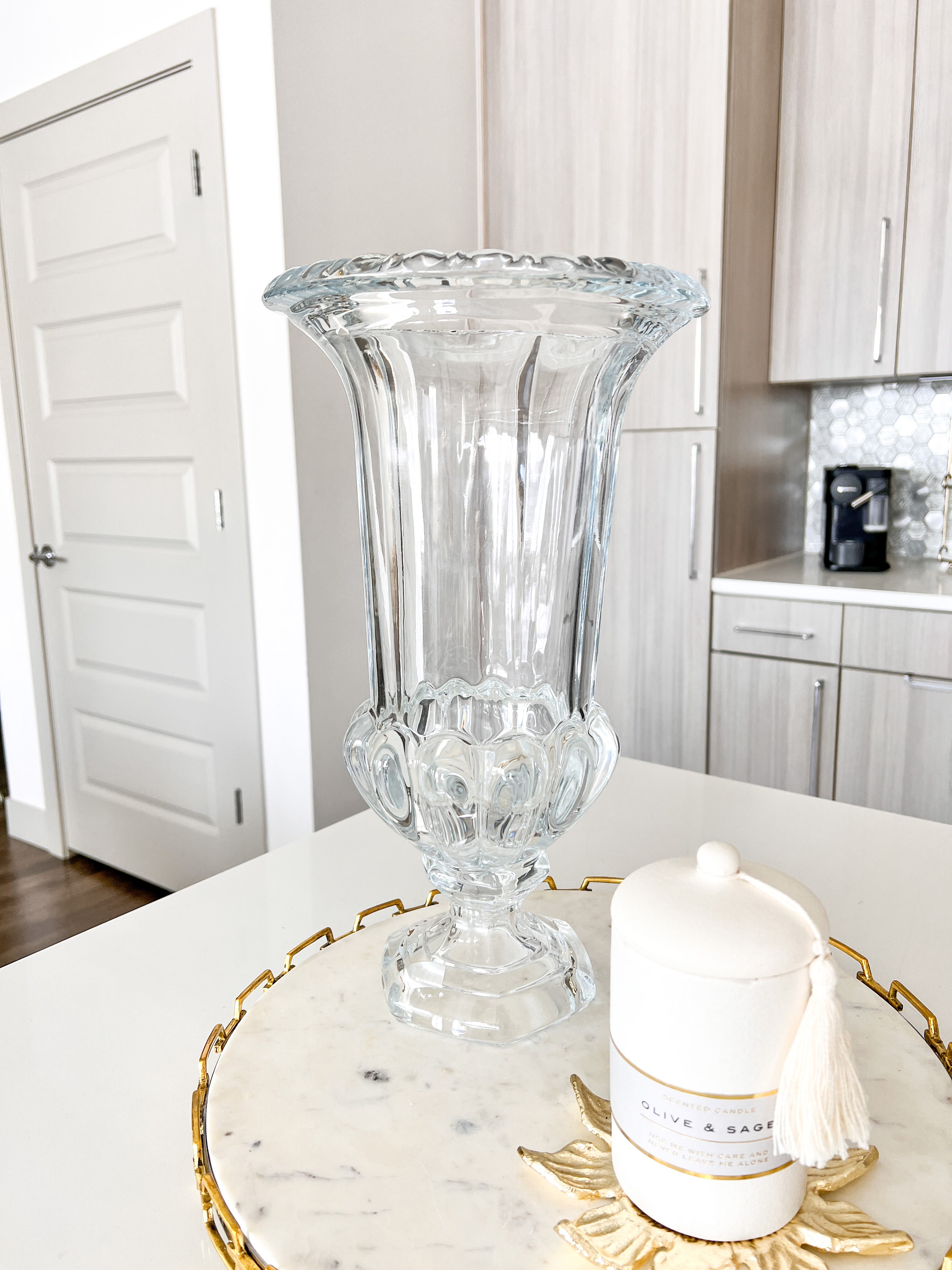 Clear Pedestal Glass Vase - HTS HOME DECOR