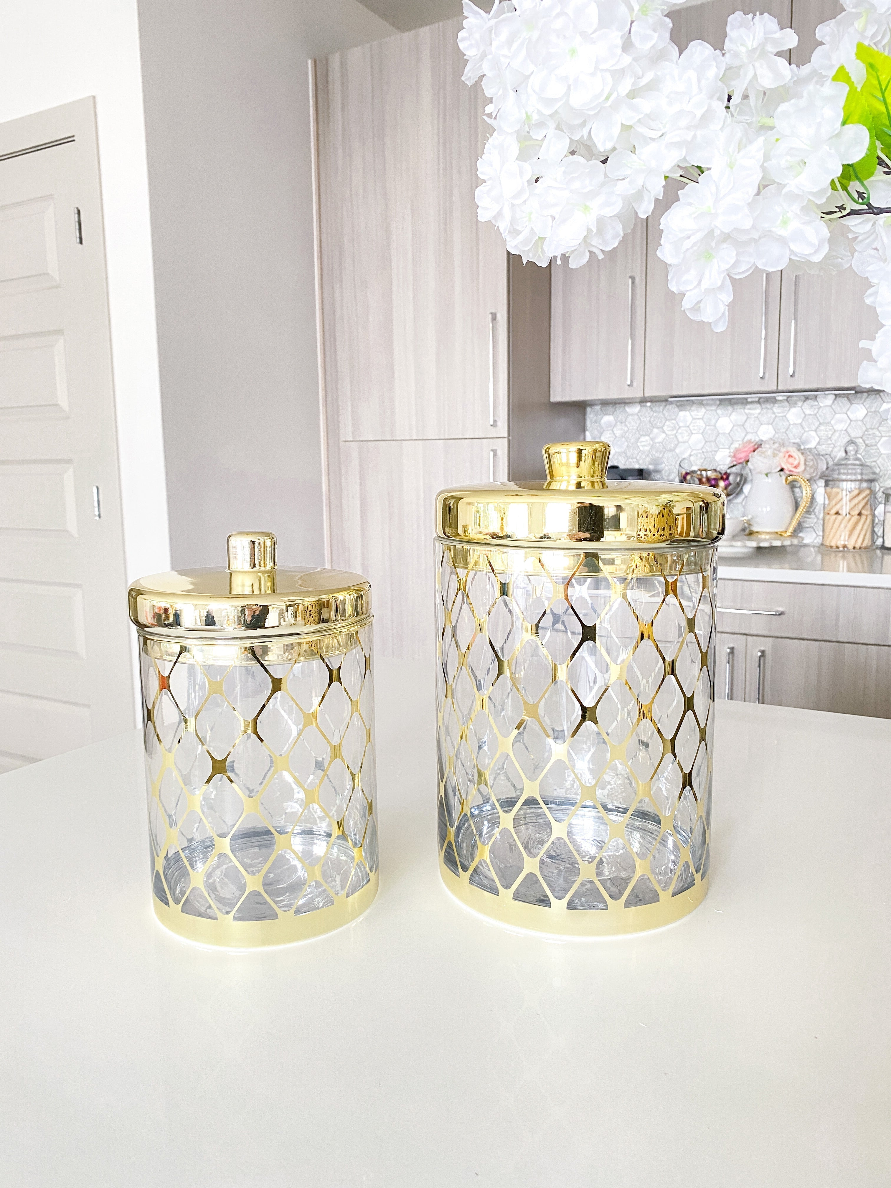 Copy of Gold Glass Canister (Two Sizes) - HTS HOME DECOR