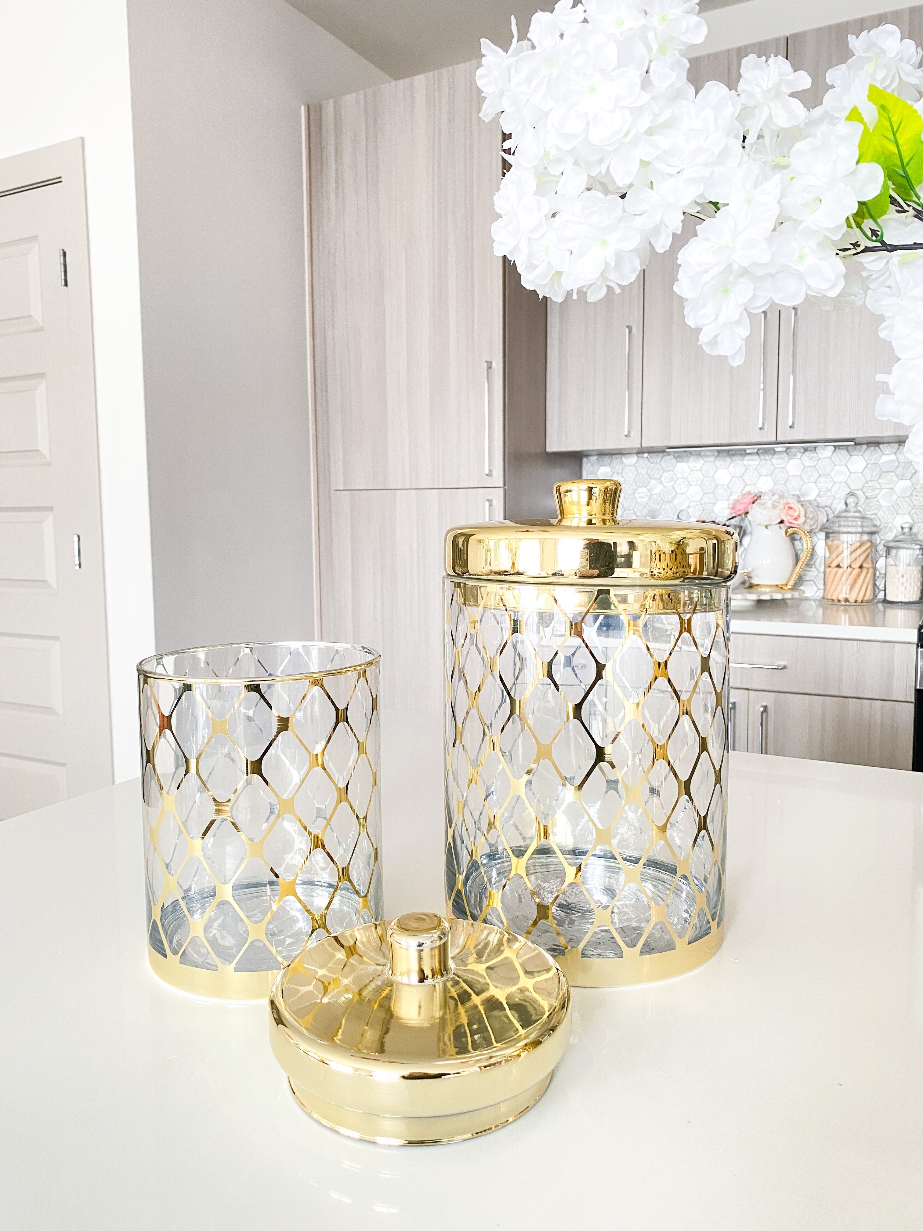 Copy of Gold Glass Canister (Two Sizes) - HTS HOME DECOR