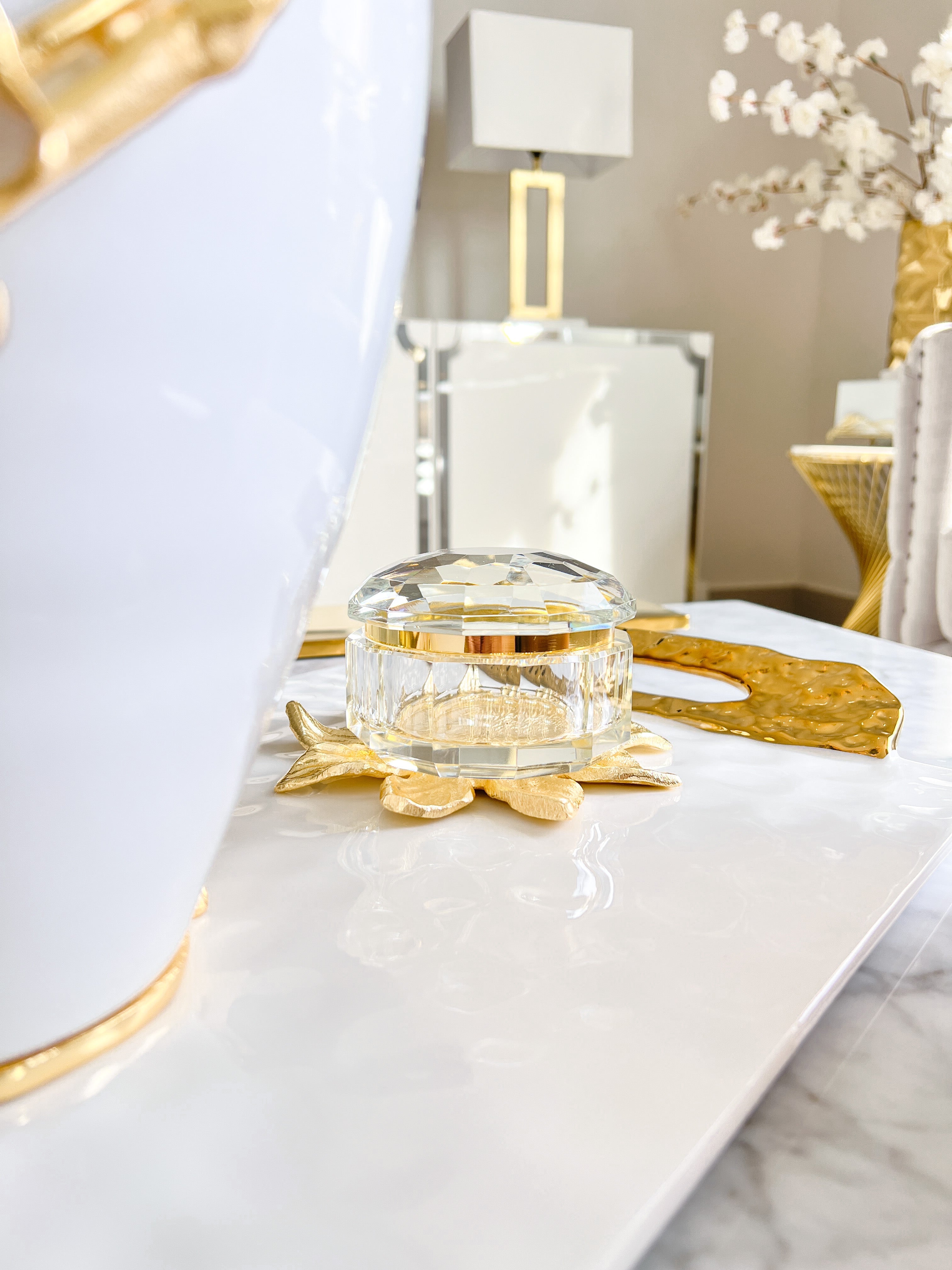 Crystal Gold Decorative Trinket Box - HTS HOME DECOR