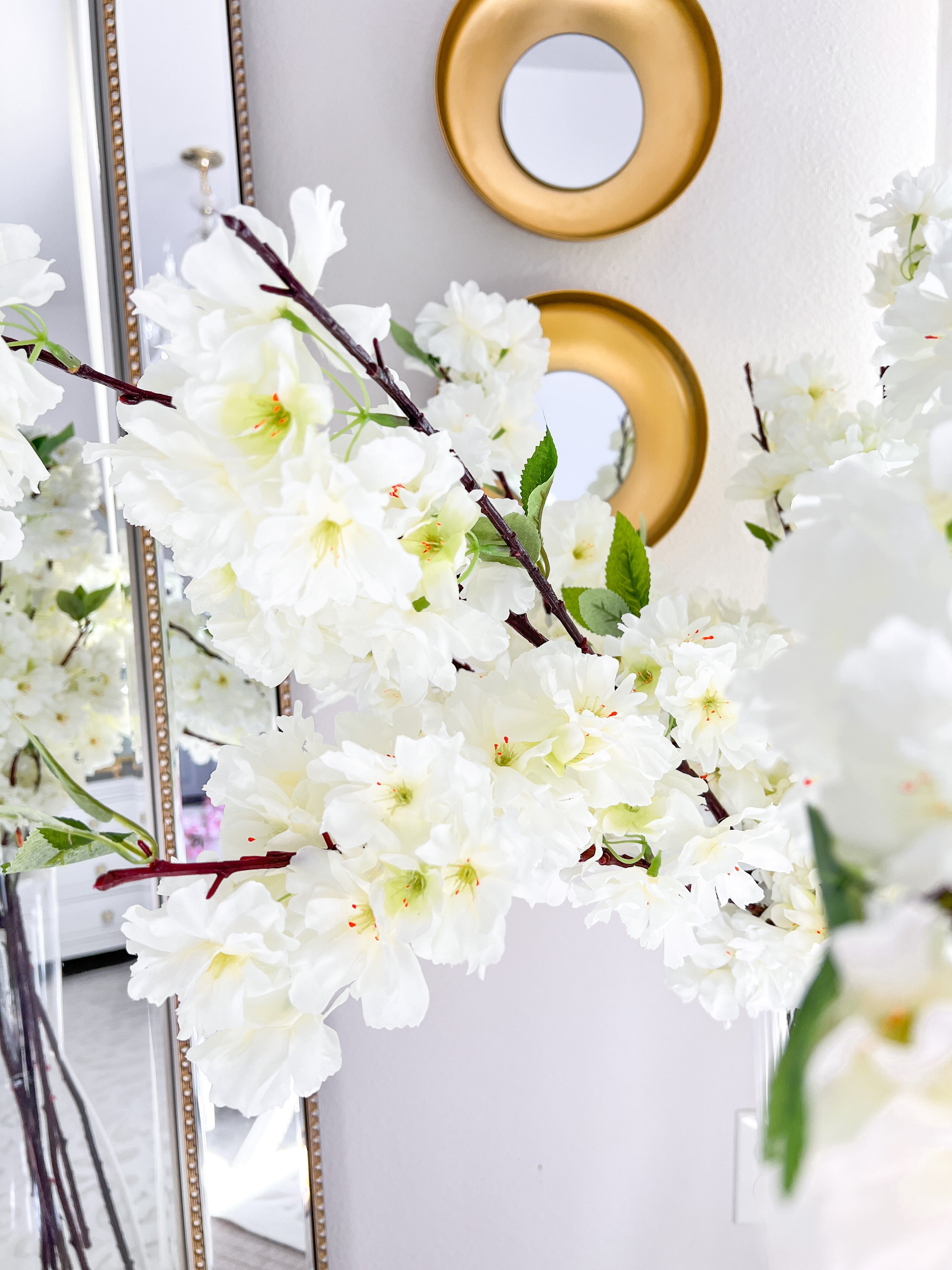 Extra Long White Cherry Blossom Stem - HTS HOME DECOR