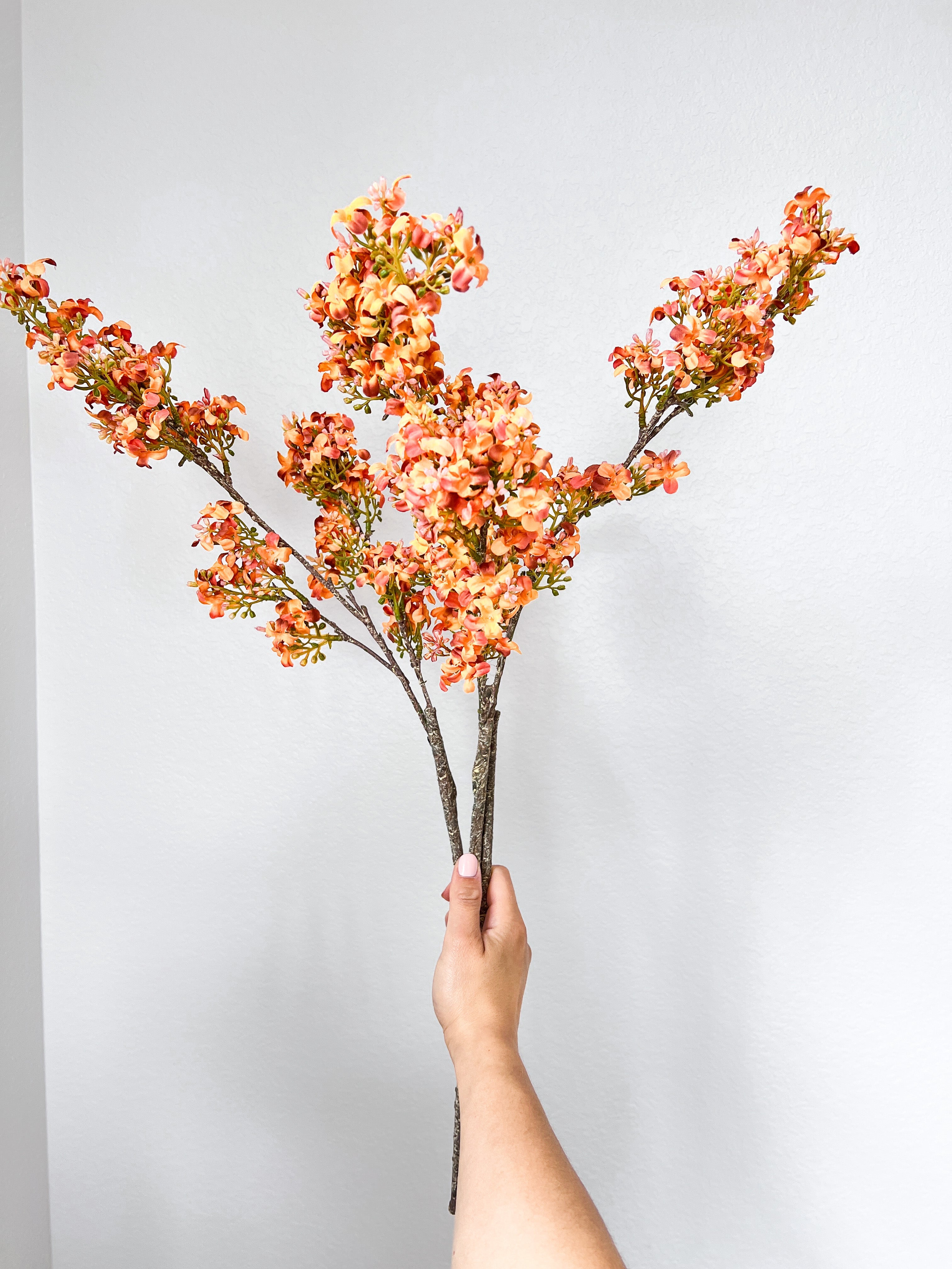 Faux Orange Fall Colors Stem (Pack of 3 Stems) - HTS HOME DECOR