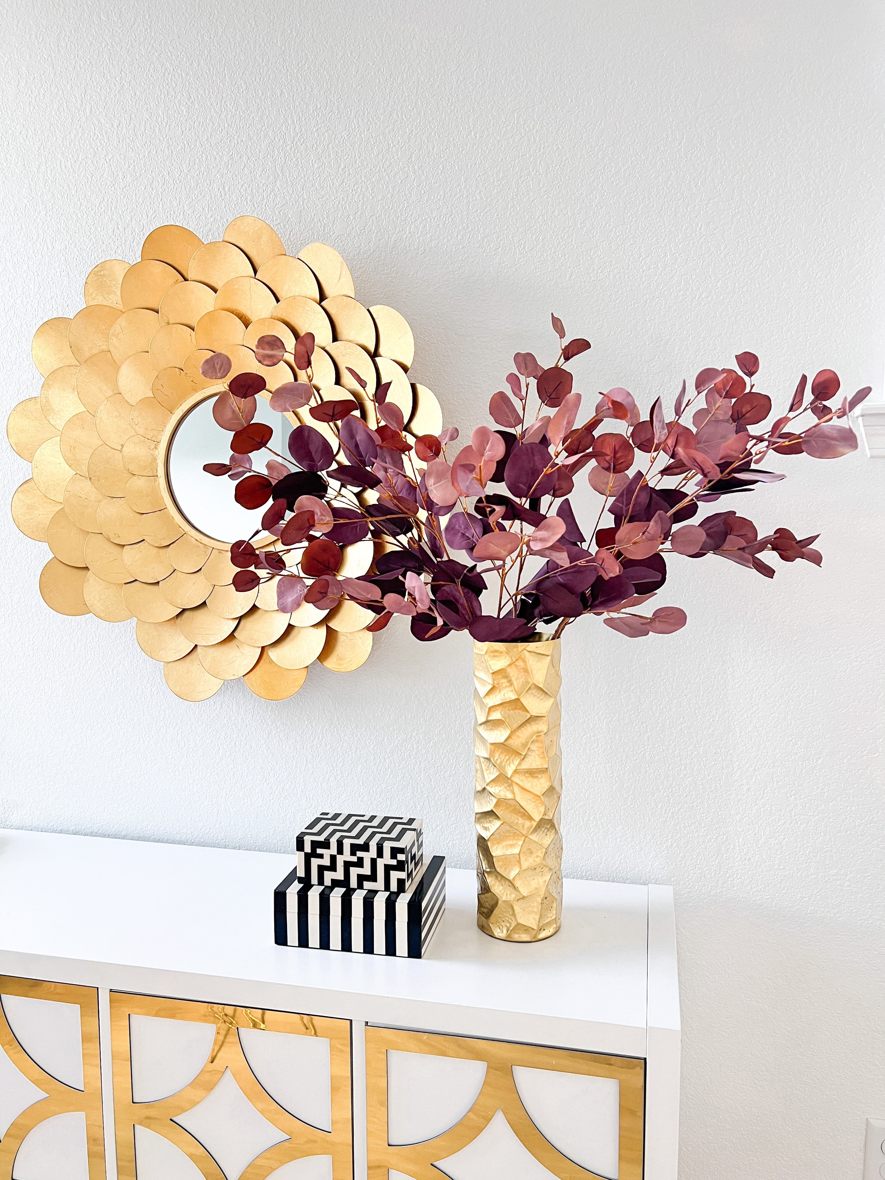 Faux Two Tone Burgundy Eucalyptus Stems( Pack of 3 Stems) - HTS HOME DECOR