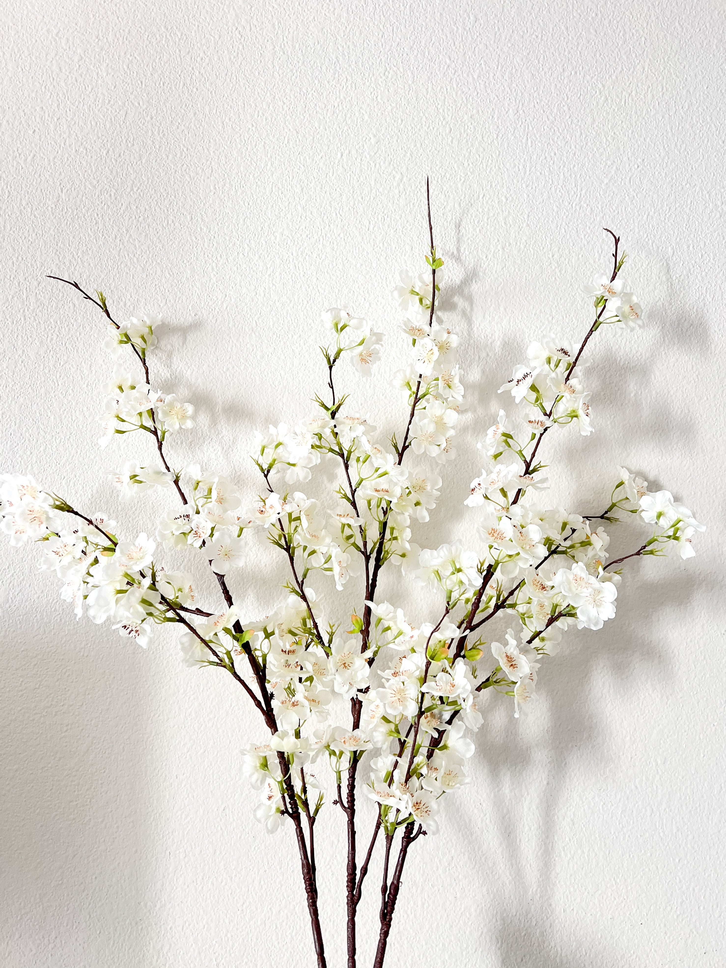 Faux White Cherry Blossom Plum Stem - HTS HOME DECOR