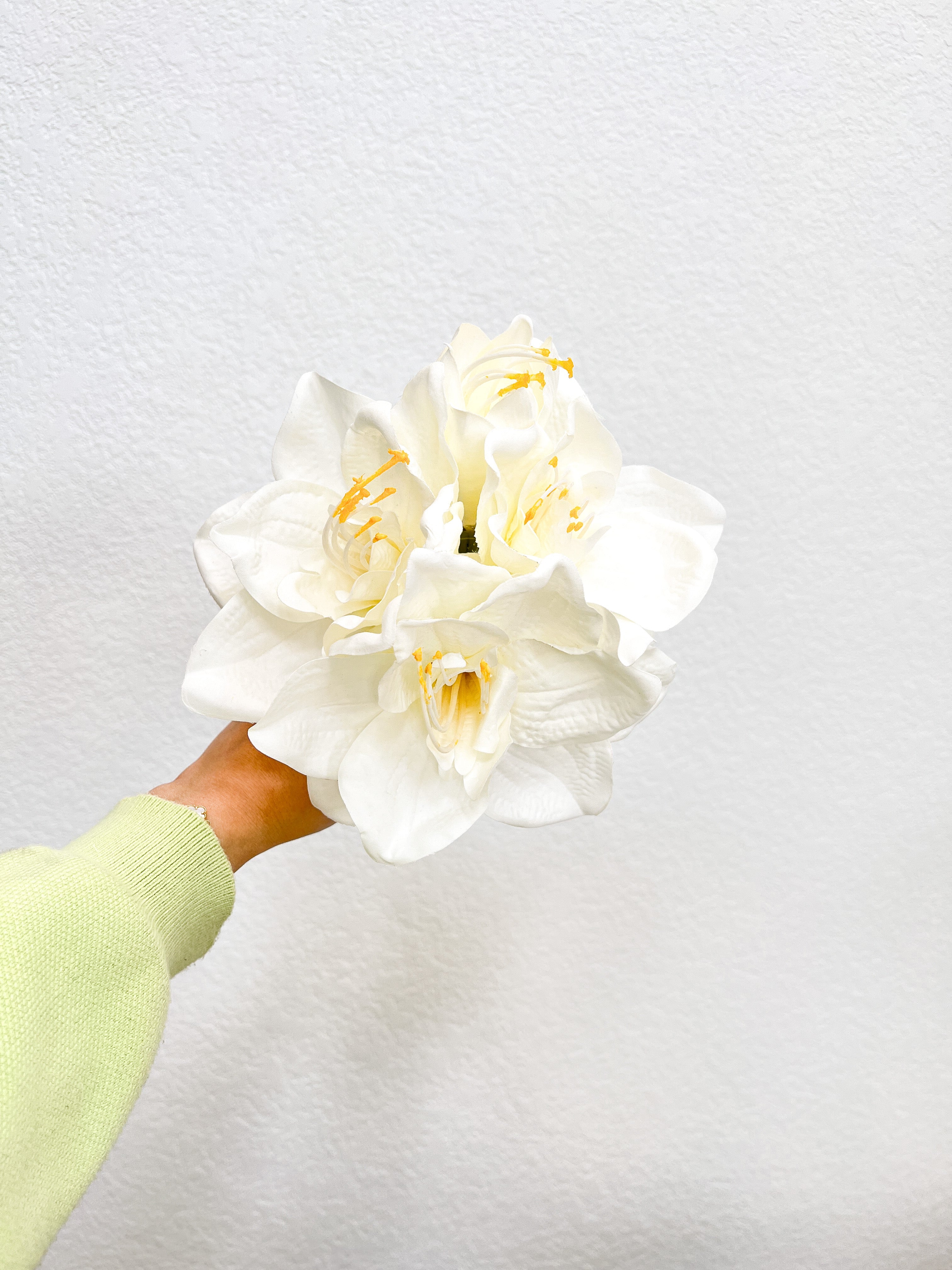 Faux White Silk Amaryllis Stem - HTS HOME DECOR
