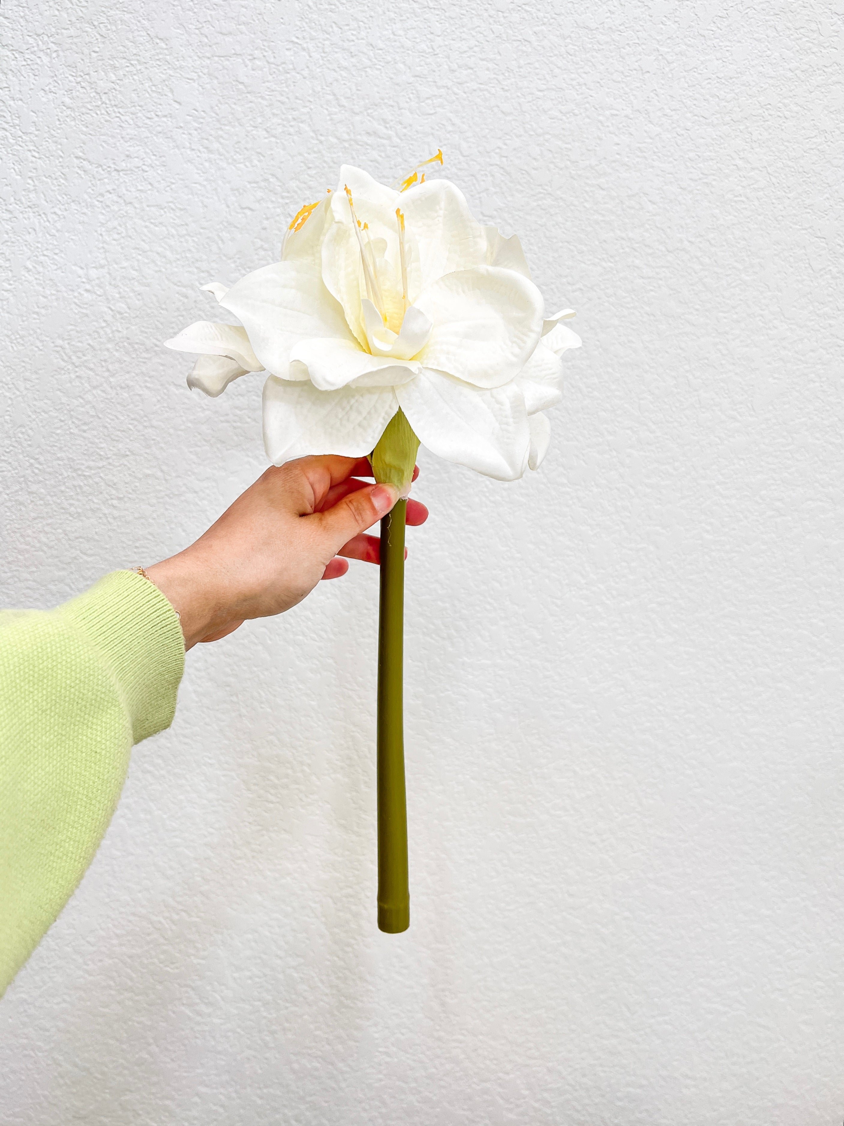 Faux White Silk Amaryllis Stem - HTS HOME DECOR
