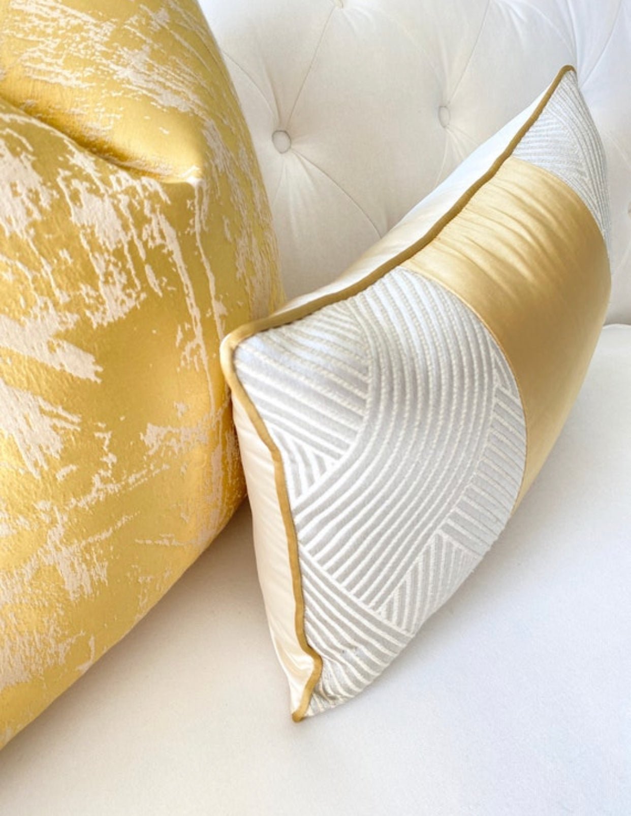 Gold Abstract Pillow Cover 22x22 - HTS HOME DECOR