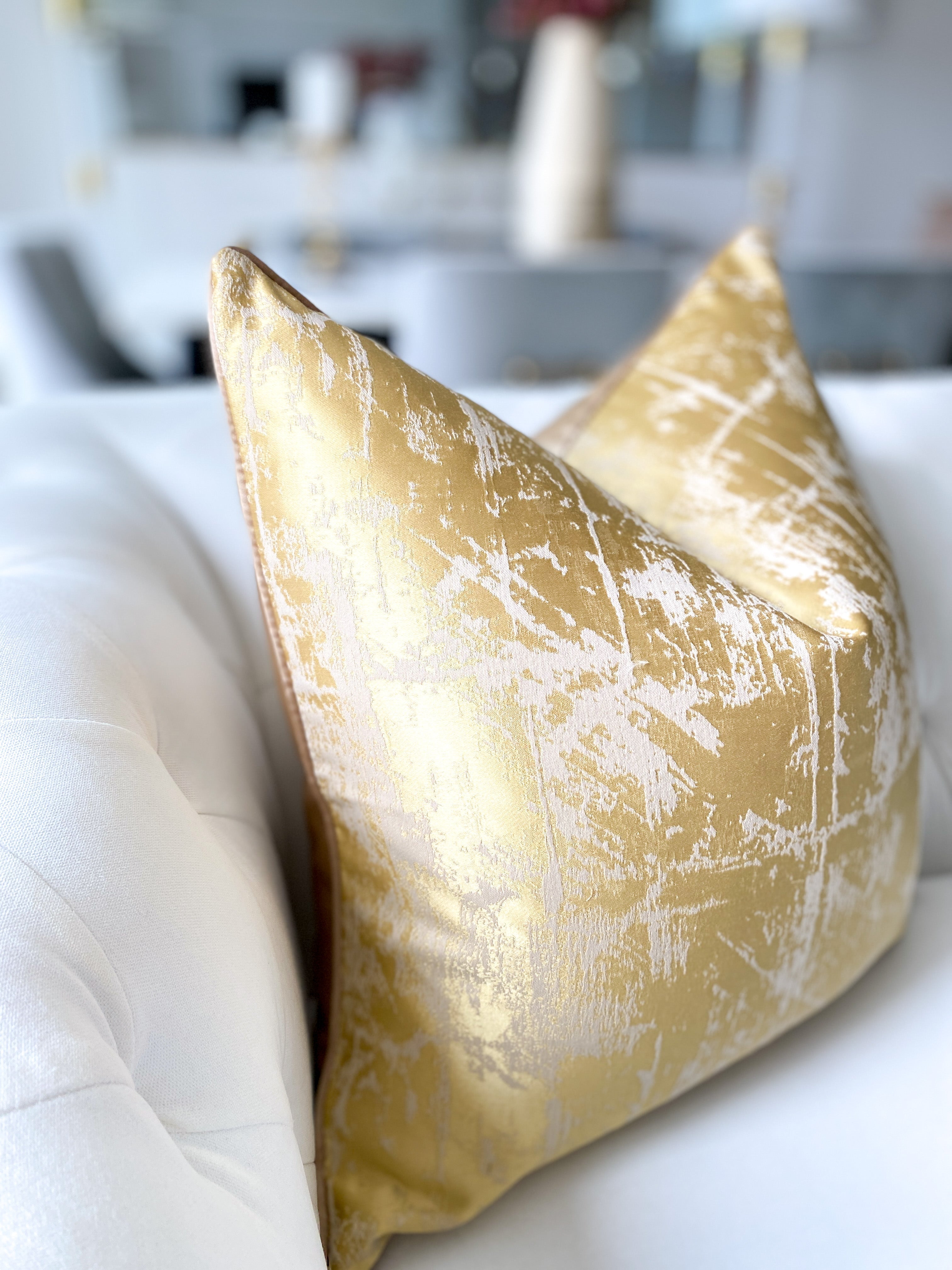 Gold Abstract Pillow Cover 22x22 - HTS HOME DECOR
