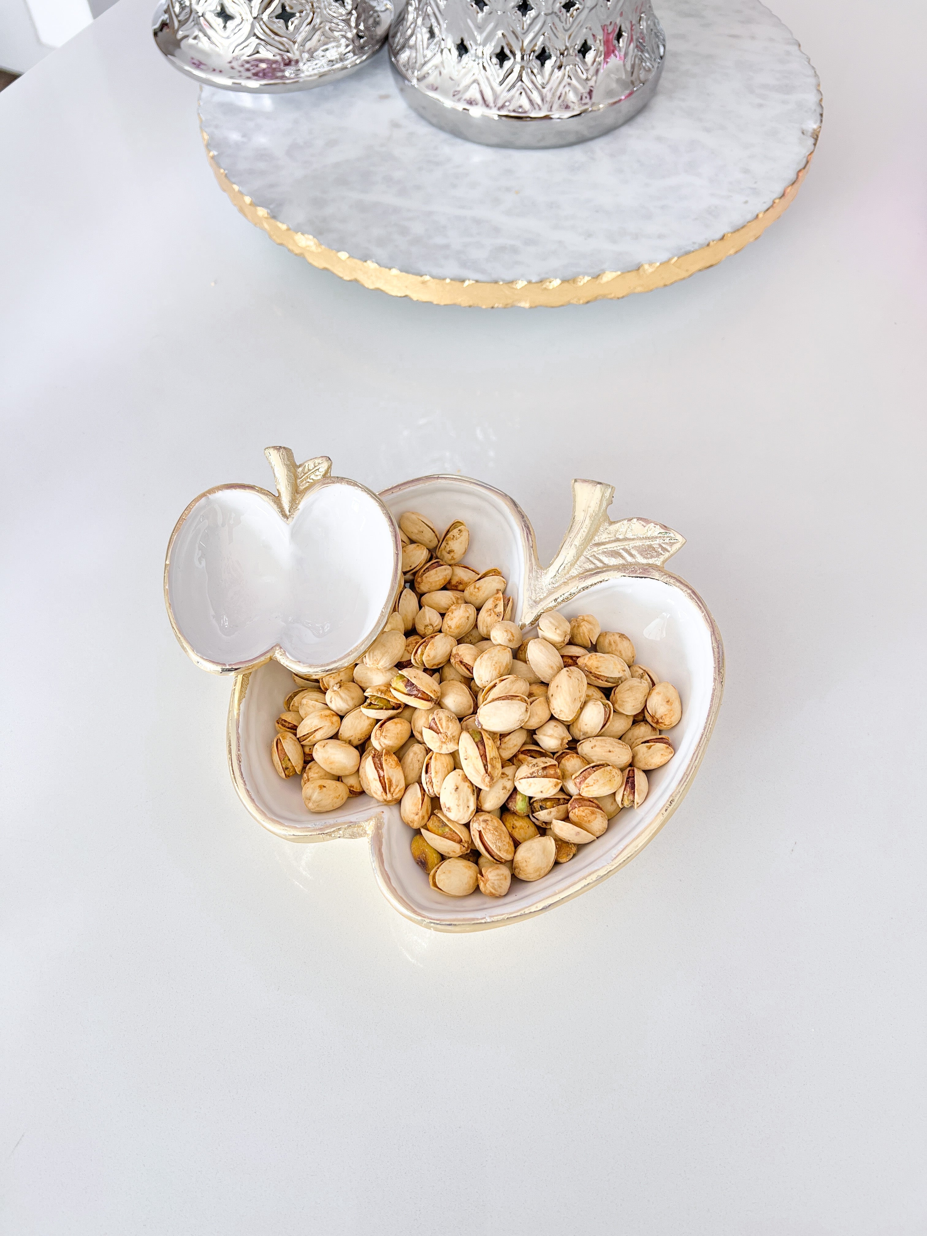Gold Apple Shape Snack Bowl/ Dish - HTS HOME DECOR